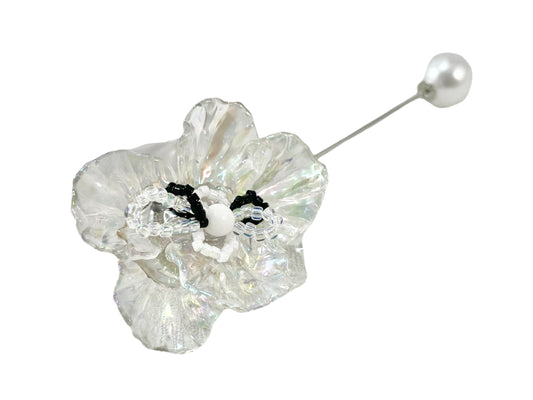 Pin brooch - flower - clear