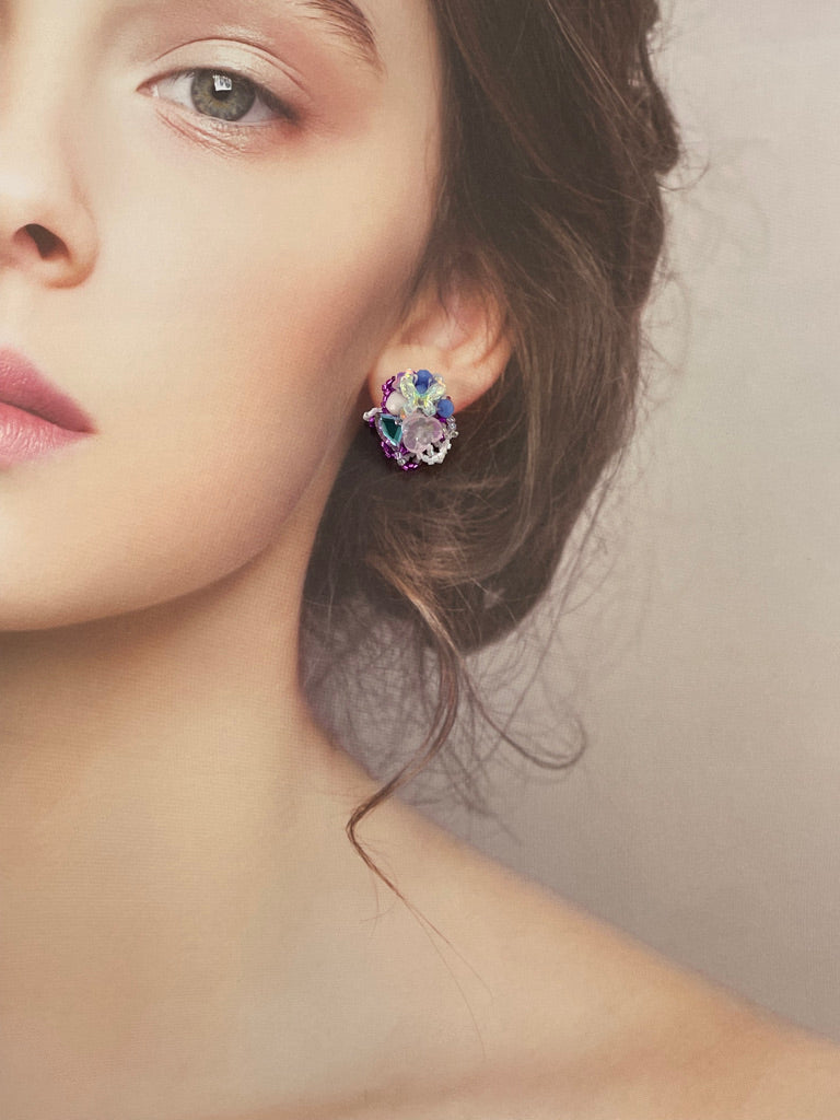 Hand beaded earrings - summer butterfly -