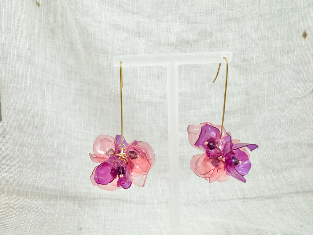 Upcycled earrings - Raspberry -