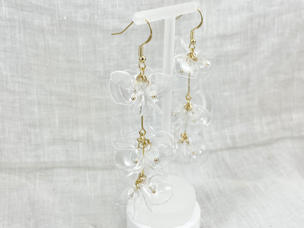 Upcycled earrings -bell flower long - 14KGF