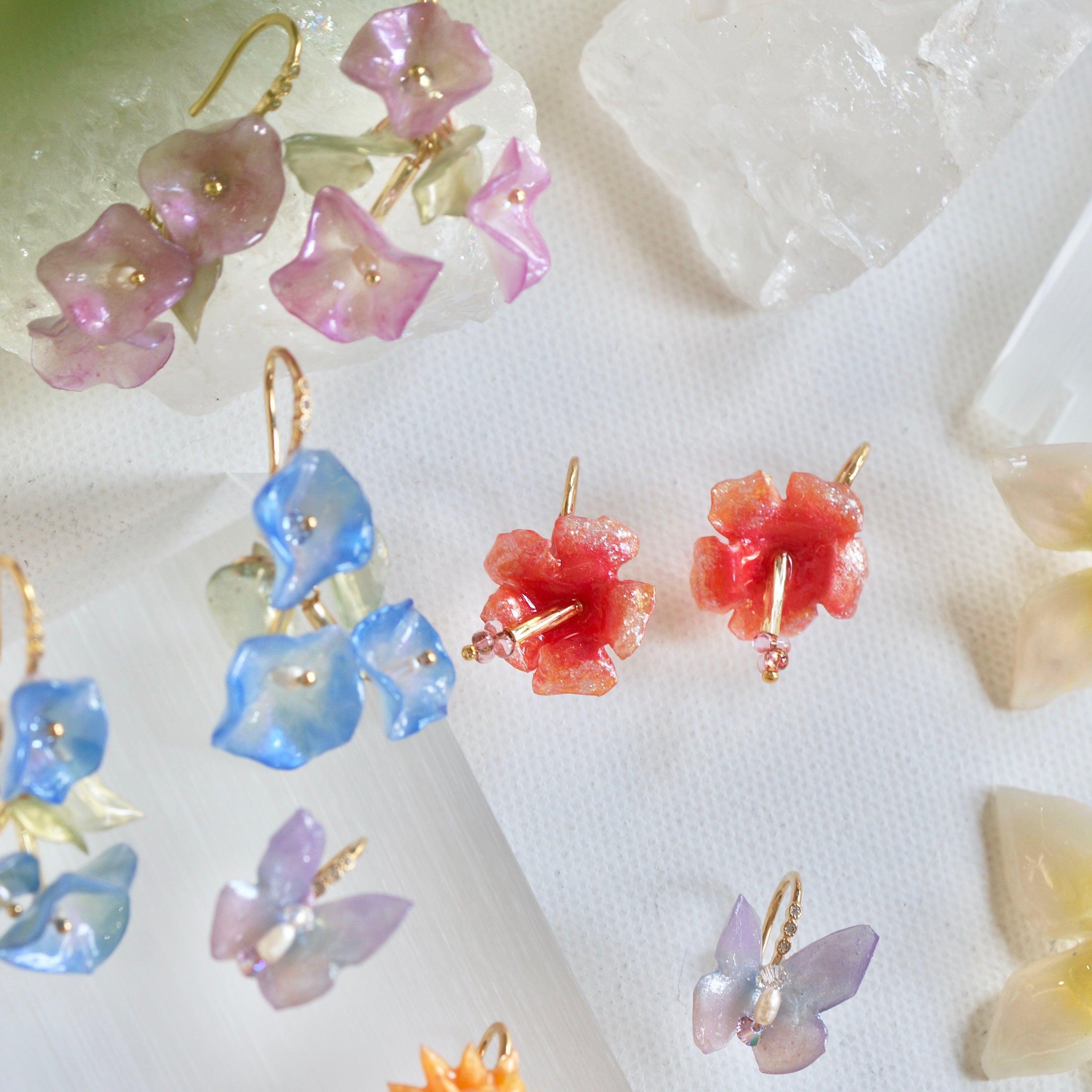 Hibiscus Glow Earrings - Sunset