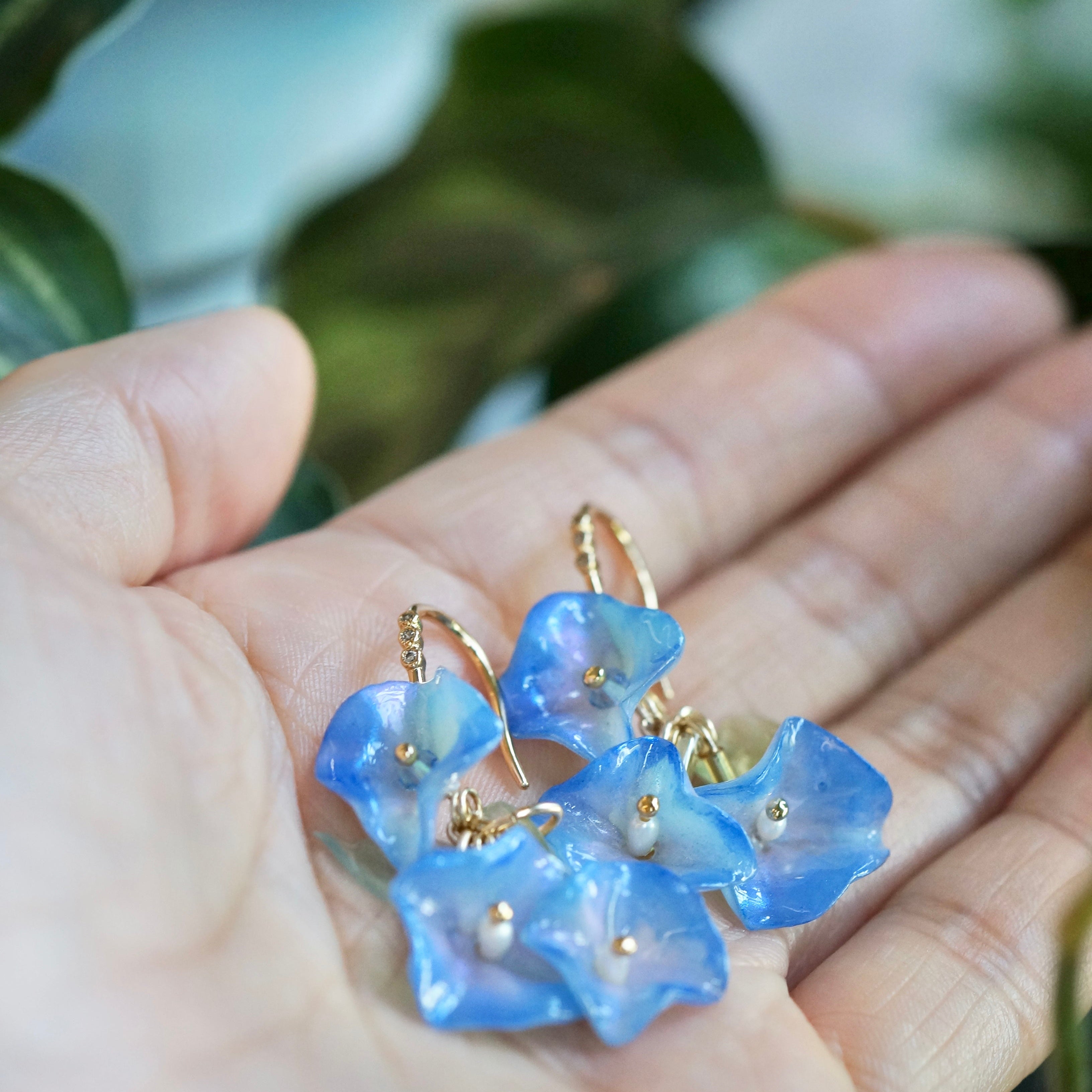Morning Glory Earrings -Navy