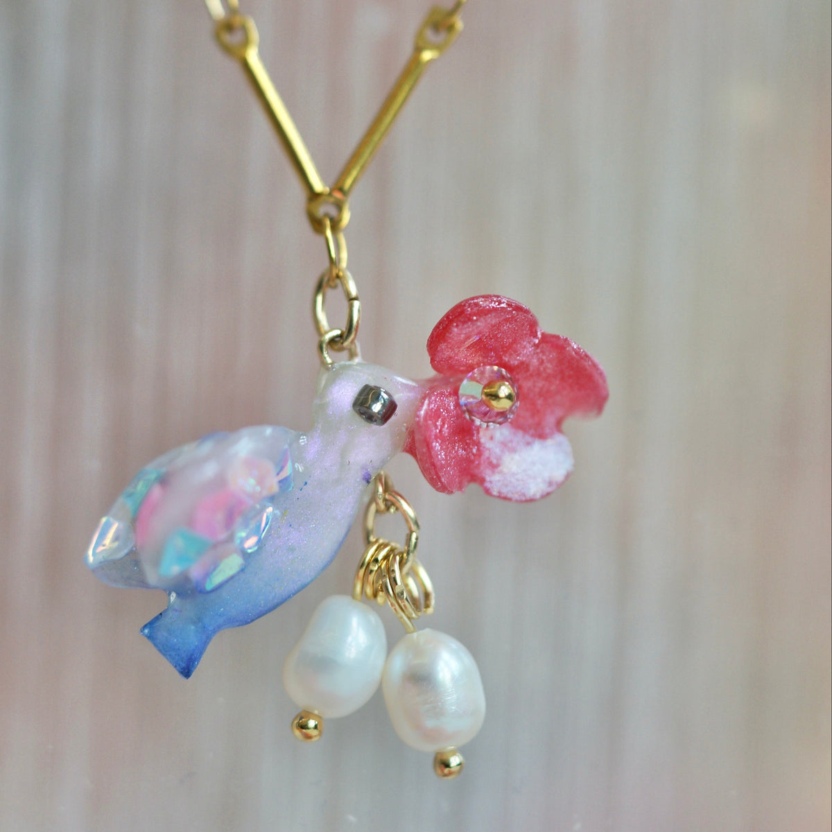 Blue Jay Bird Necklace