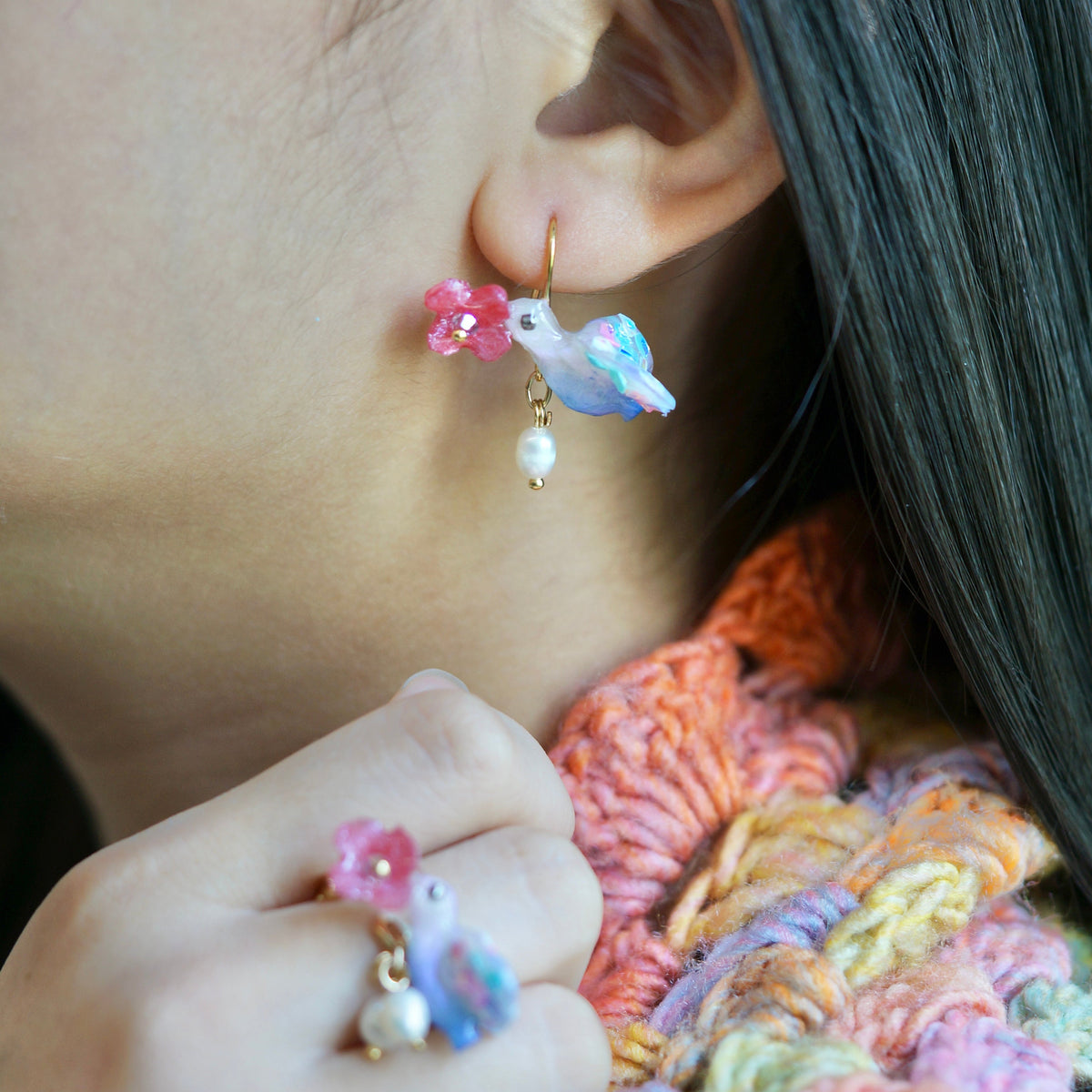 Blue Jay Bird Earrings