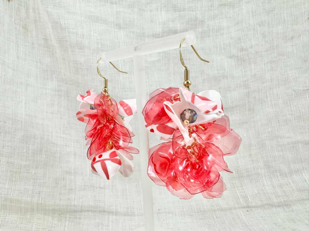 Upcycled earrings - Hibiscus - 14KGF