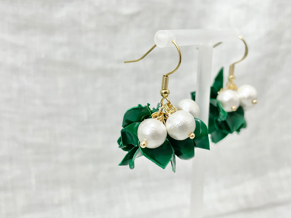 Upcycled earrings - cotton pearls- 14KGF