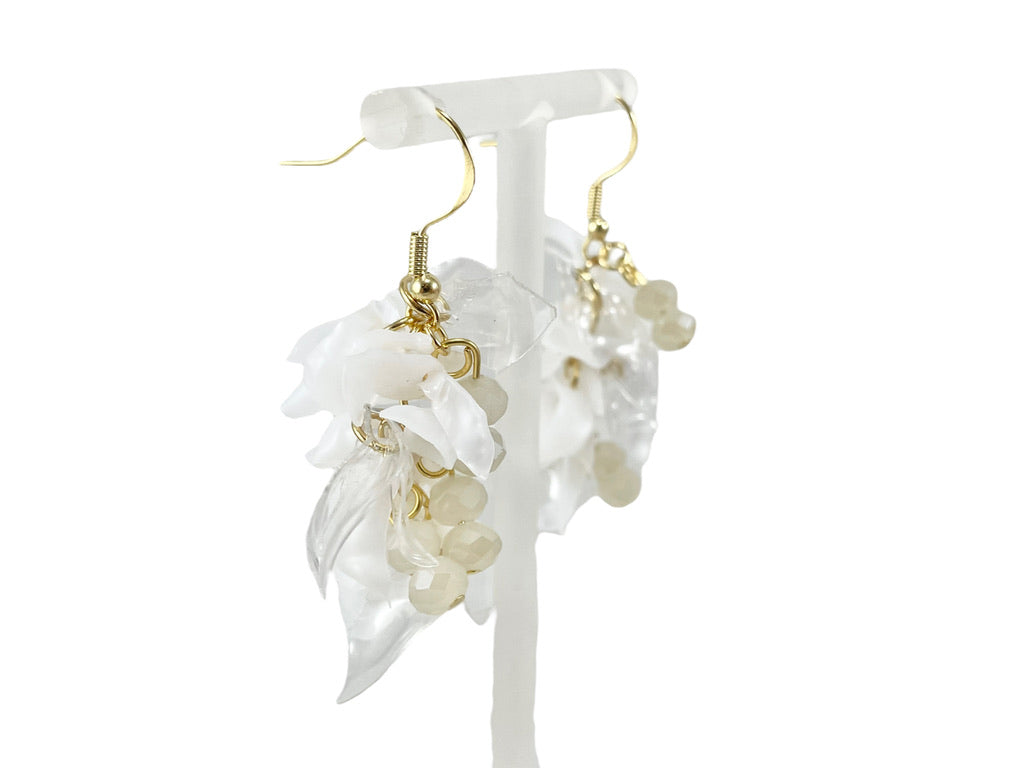 Upcycled earrings - grape  flowers- 14KGF