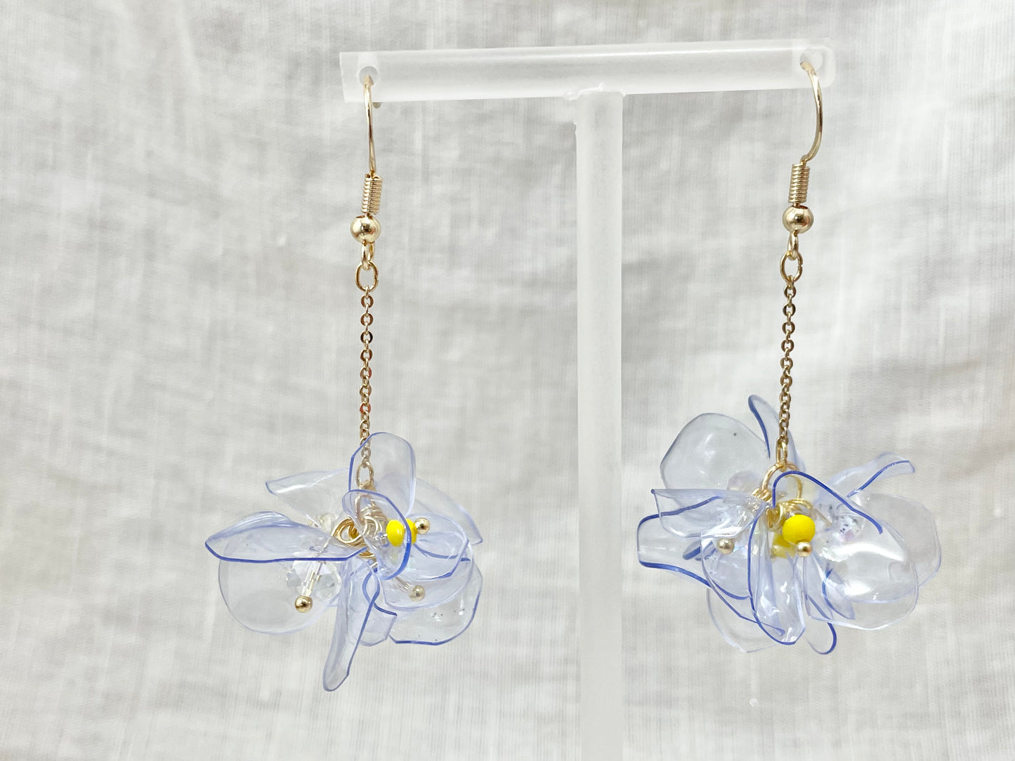 Upcycled earrings - blue bell flowers - 14KGF
