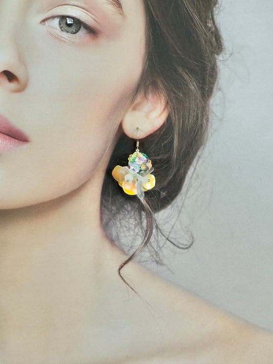 Upcycled earrings - Haute couture - Garden after rain