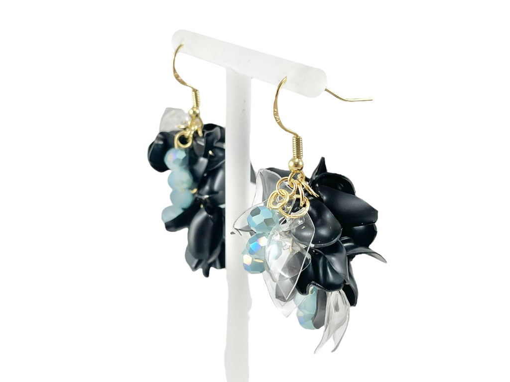 Upcycled earrings - grape  flowers- 14KGF