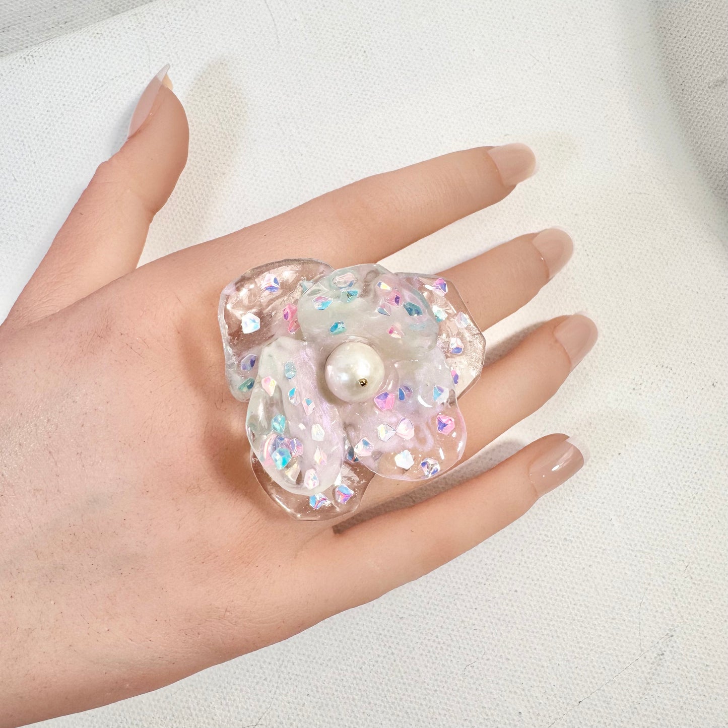 Fairy Prism Bloom Ring - Glowspell White -