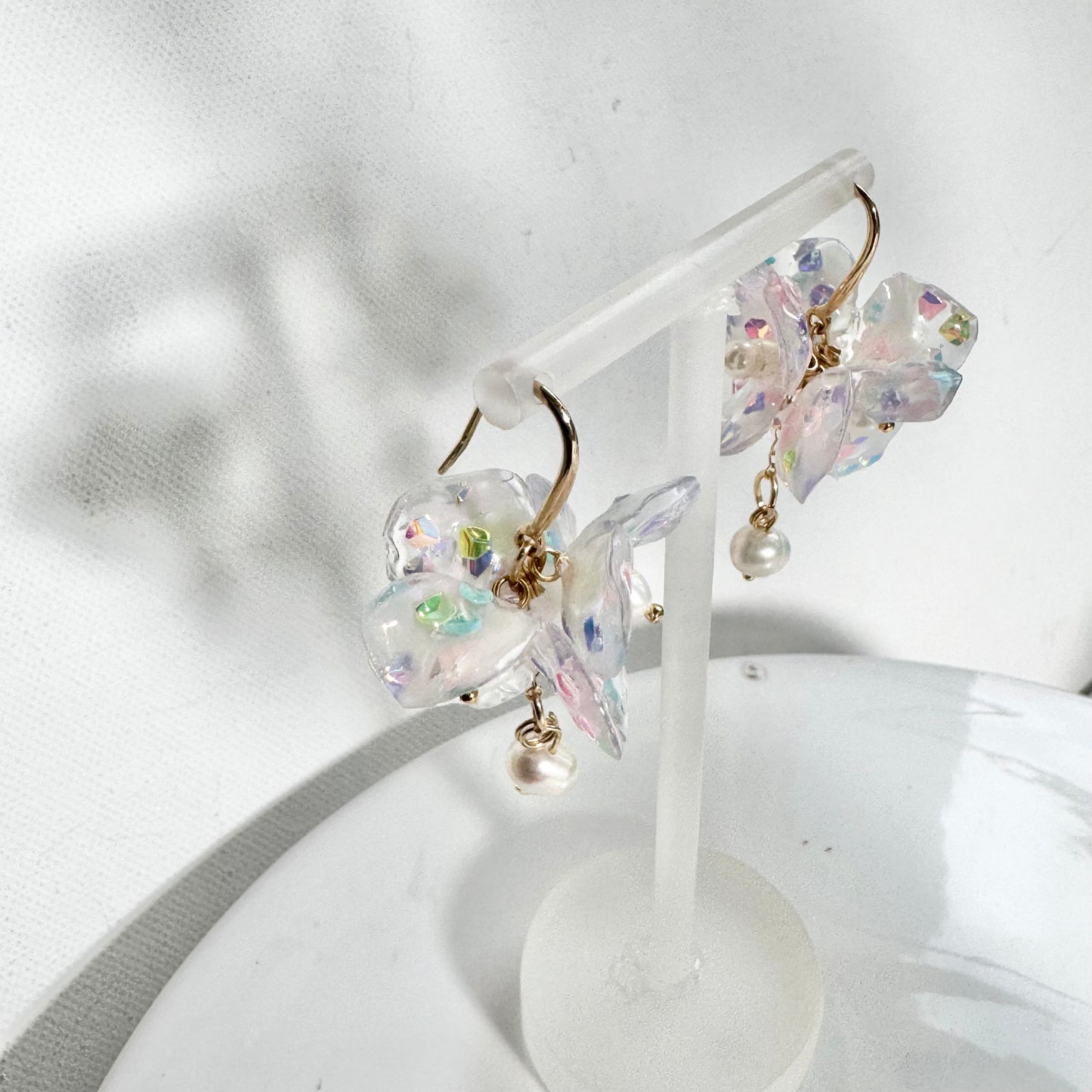 Fairy Prism Bloom Earrings - Glowspell White -
