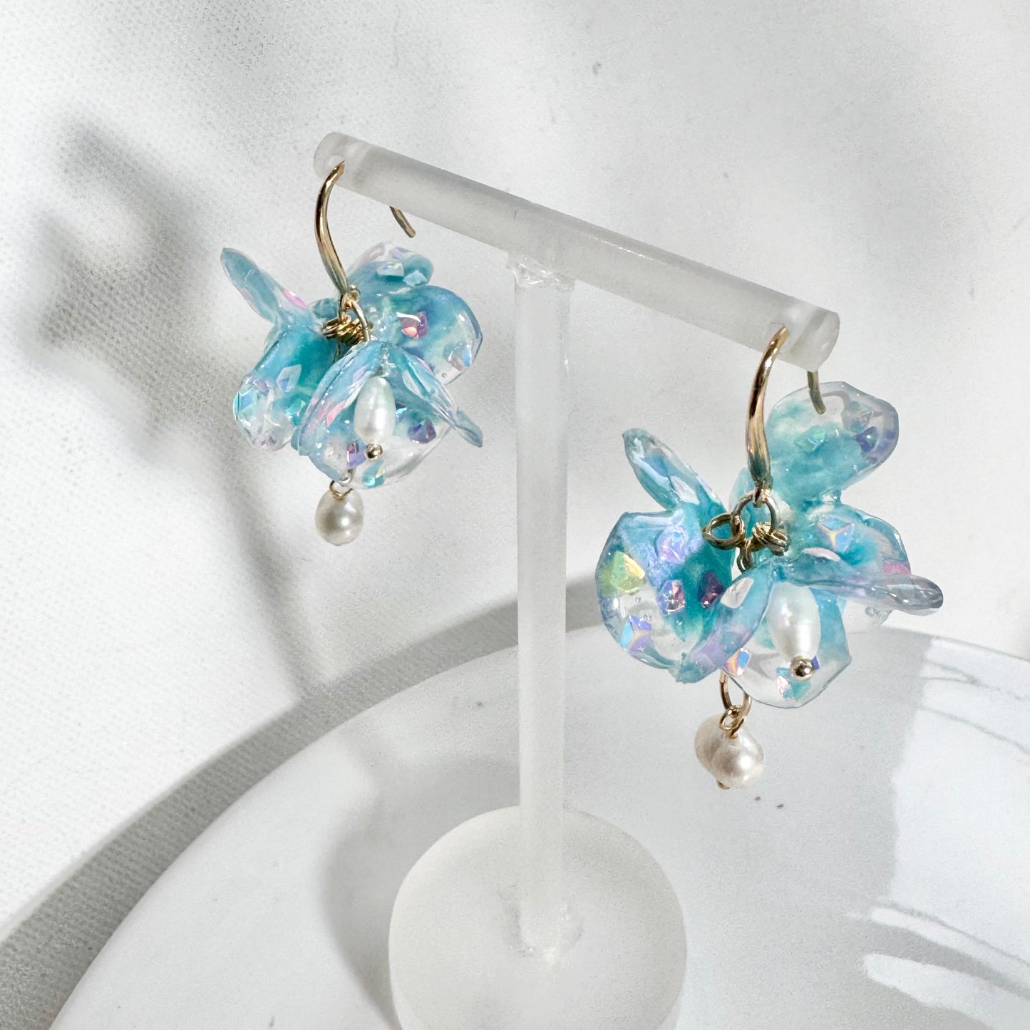Fairy Prism Bloom Earrings - Cosmic Blue -