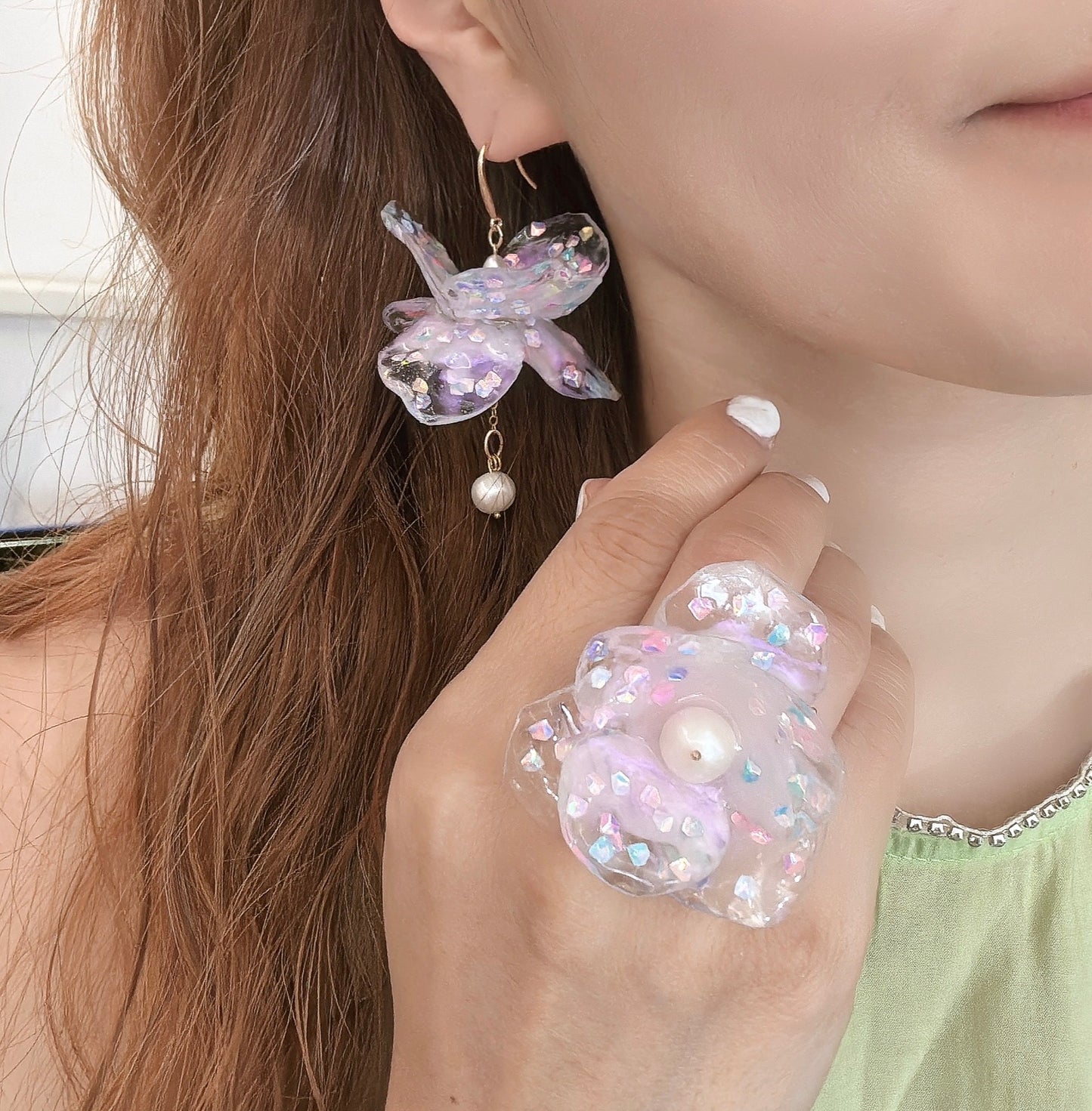 Fairy Prism Dance Earrings - Glowspell White -