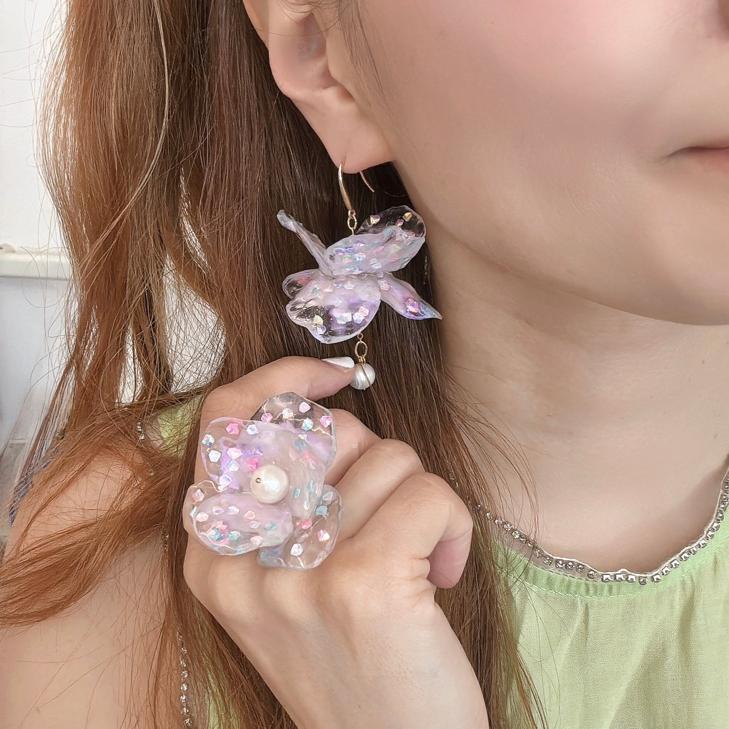 Fairy Prism Dance Earrings - Glowspell White -