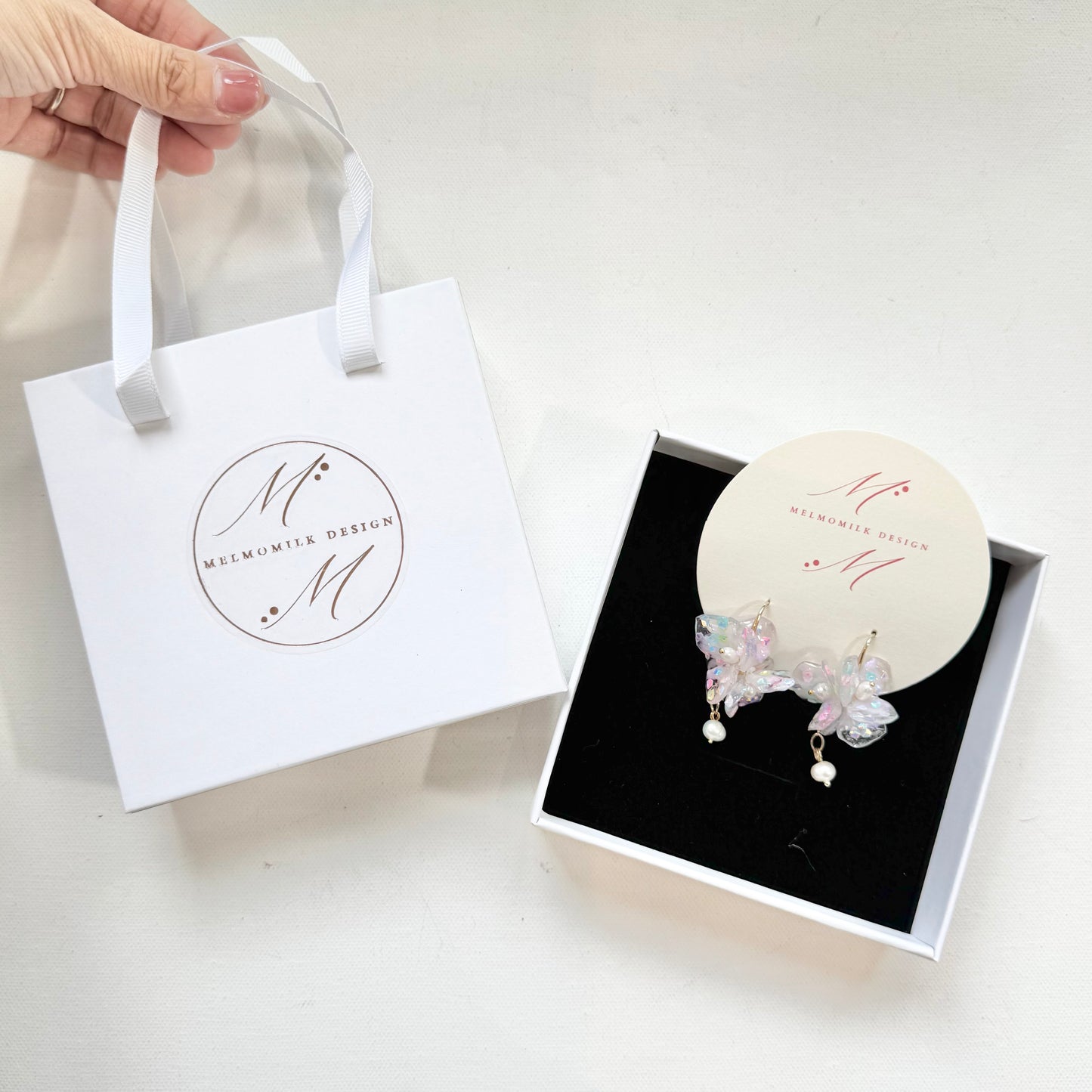 Fairy Prism Bloom Earrings - Glowspell White -