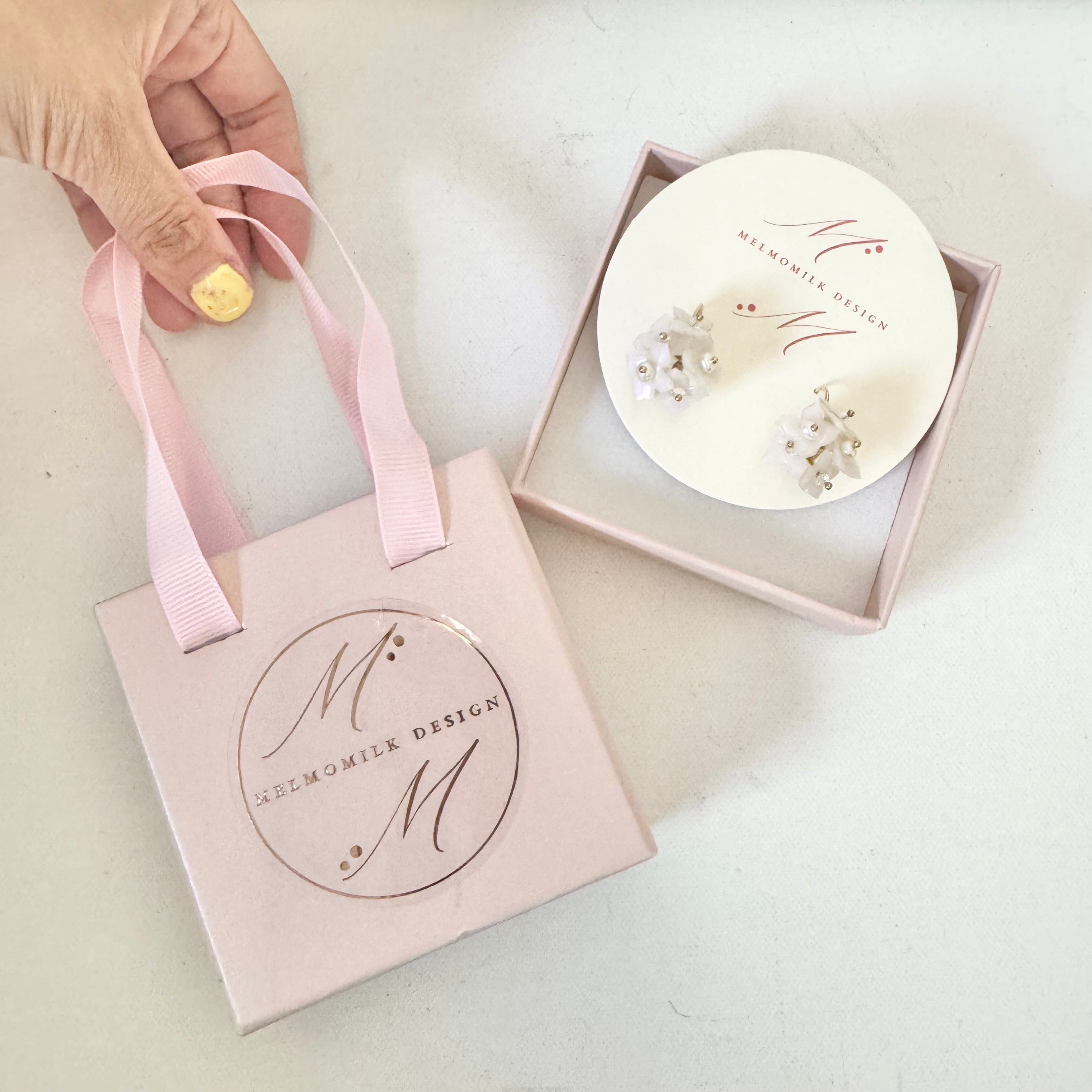 Hydrangea Bloom Earrings - Drizzle White -