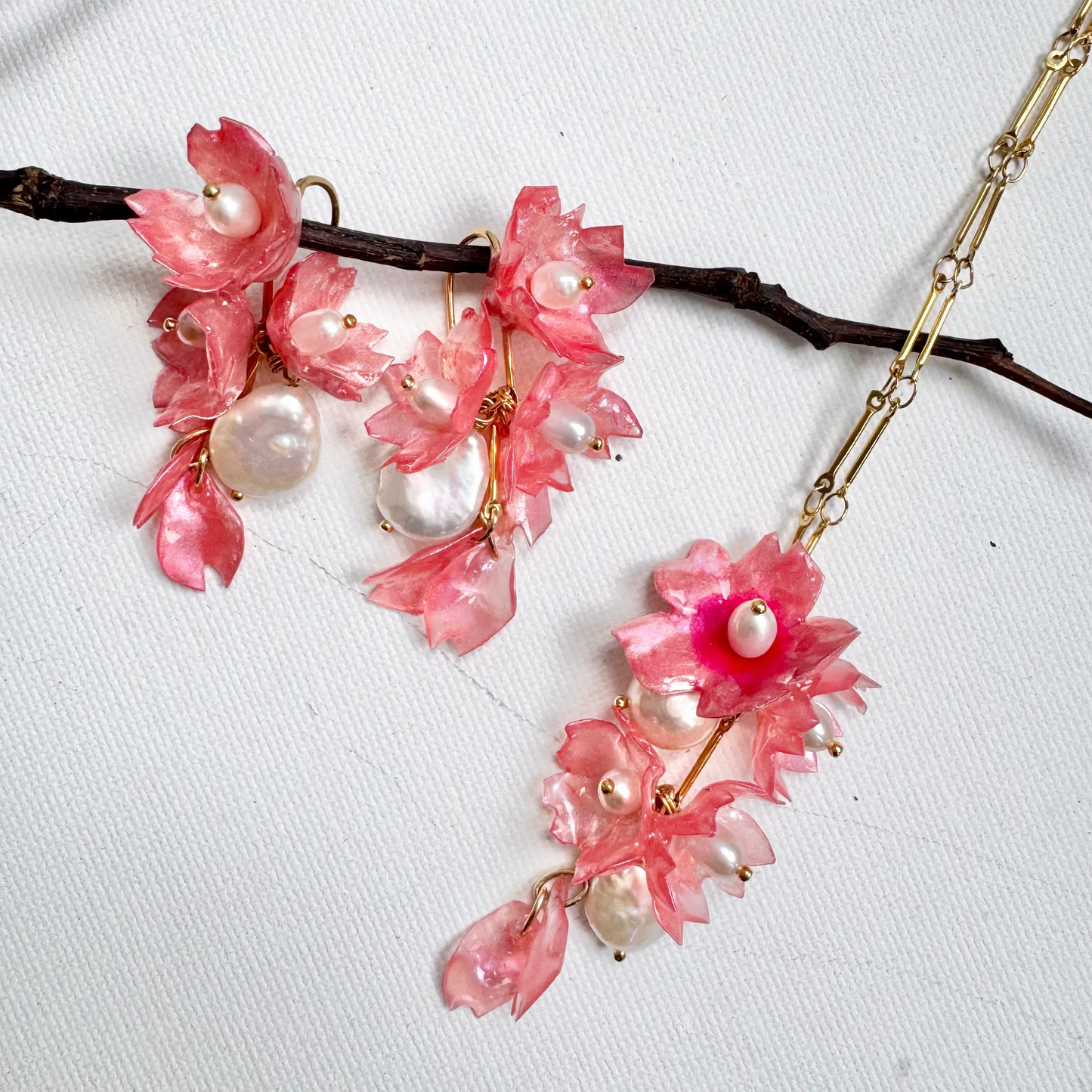 Sakura Veil Necklace - Cherry Blush