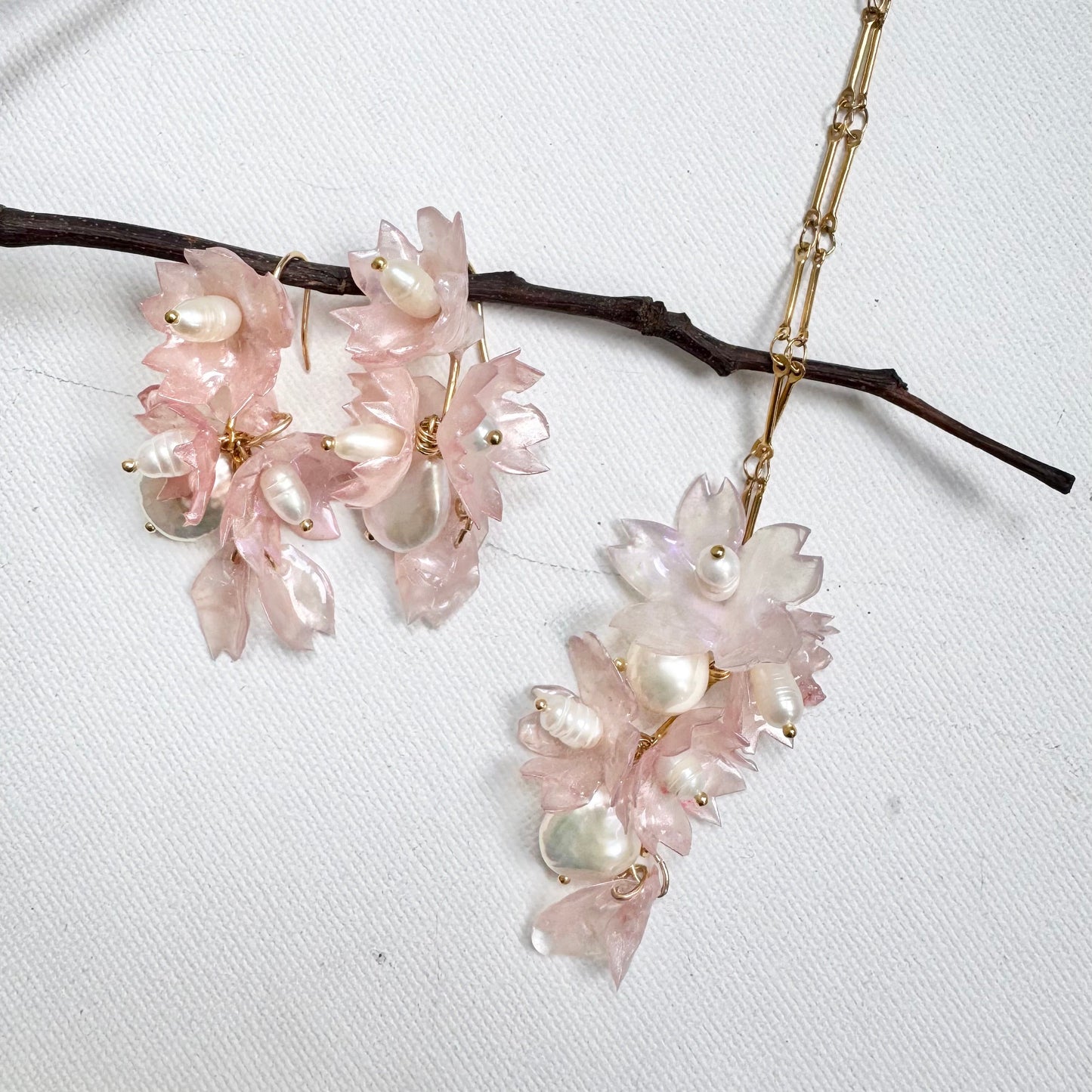 Sakura Veil Earrings - Silk Petal