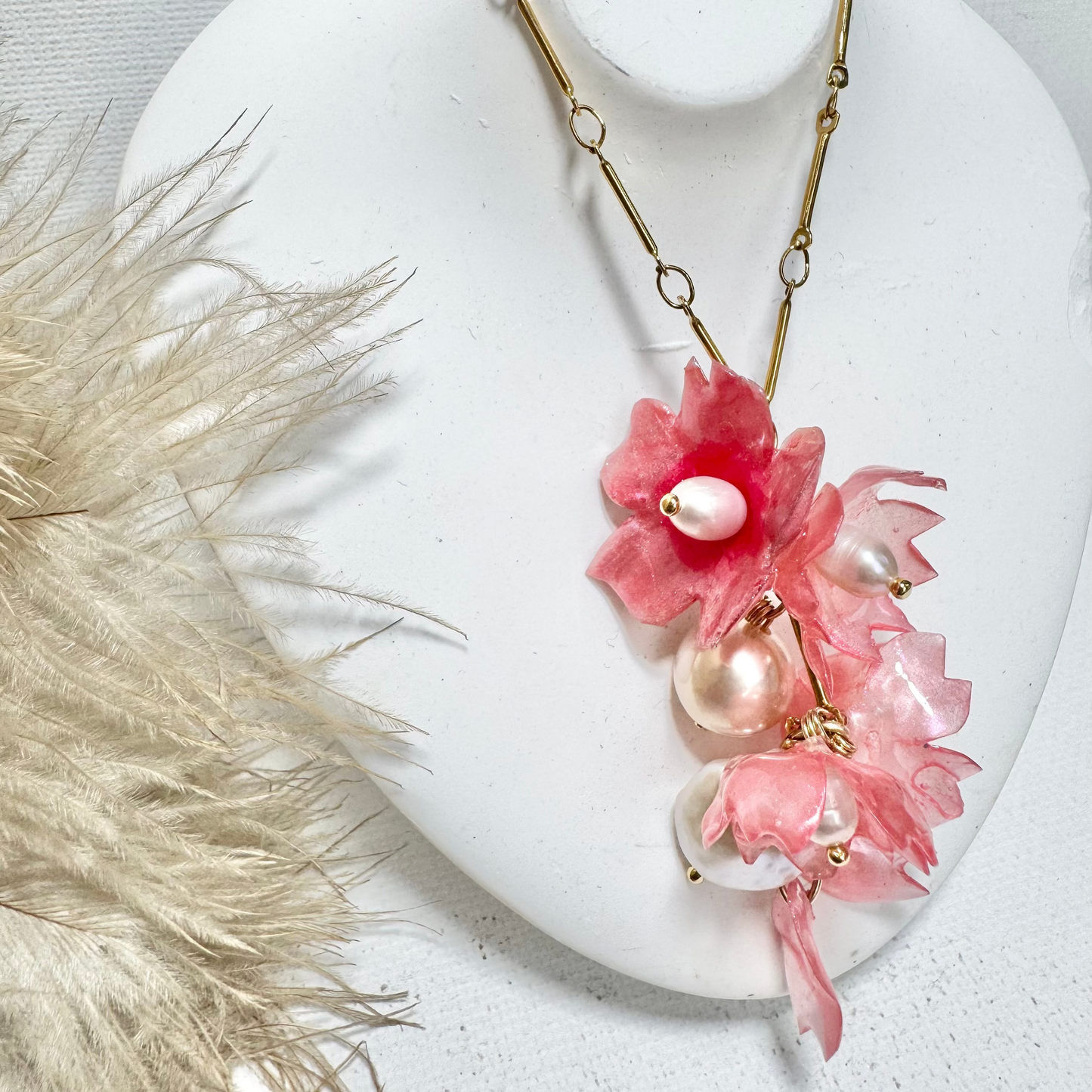 Sakura Veil Necklace - Cherry Blush