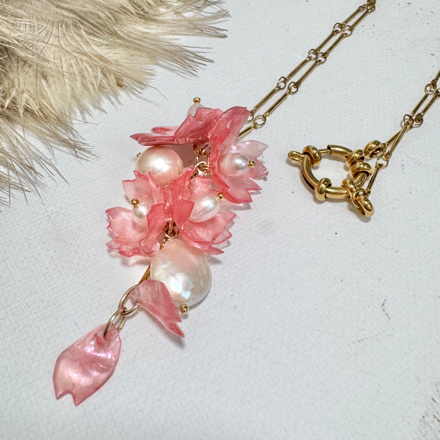 Sakura Veil Necklace - Cherry Blush