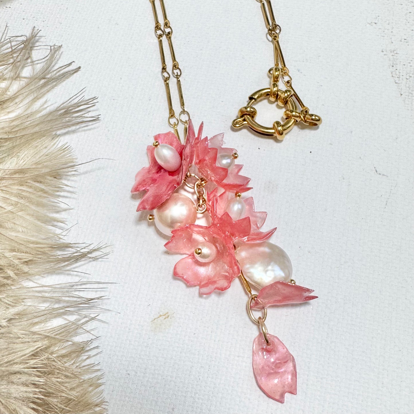 Sakura Veil Necklace - Cherry Blush