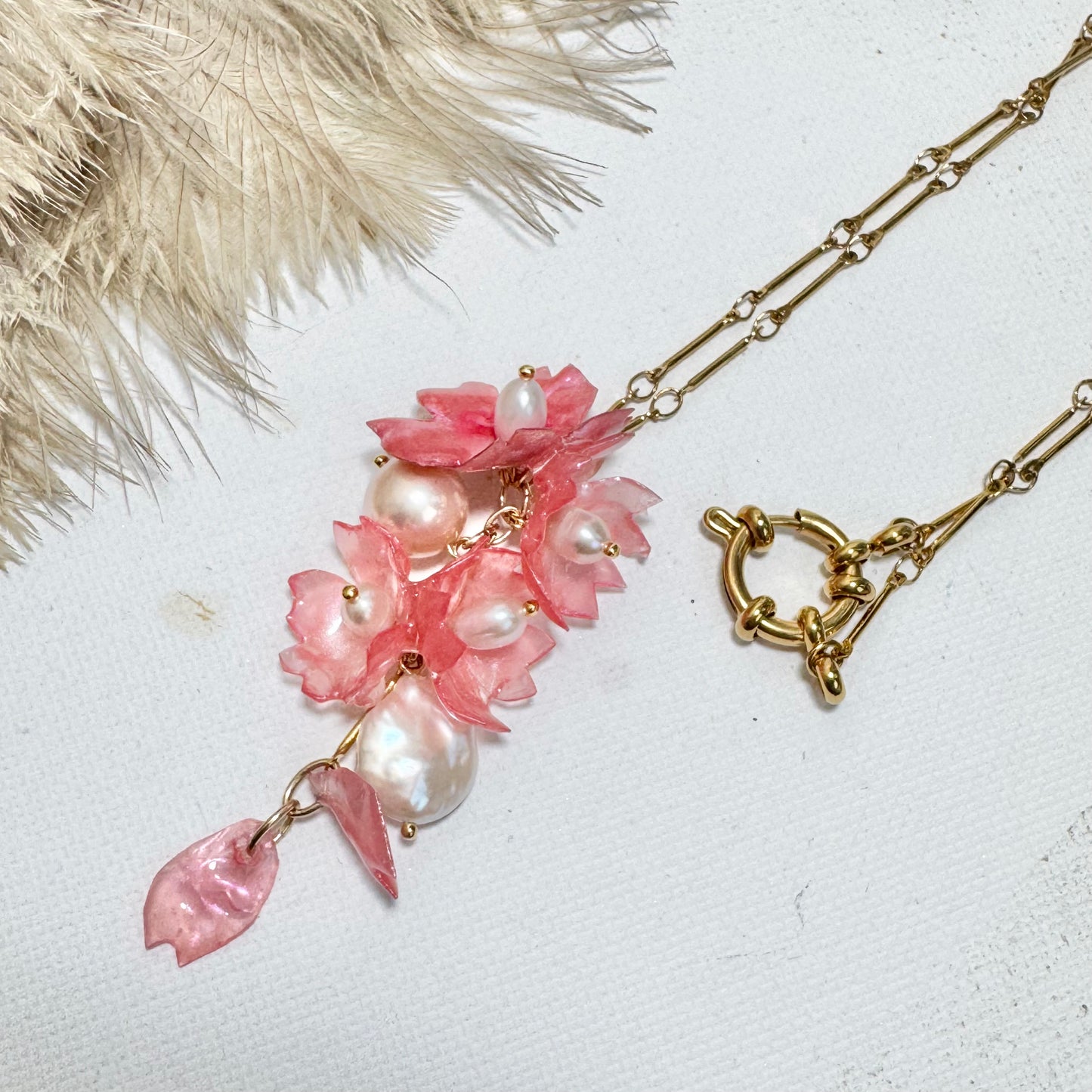 Sakura Veil Necklace - Cherry Blush