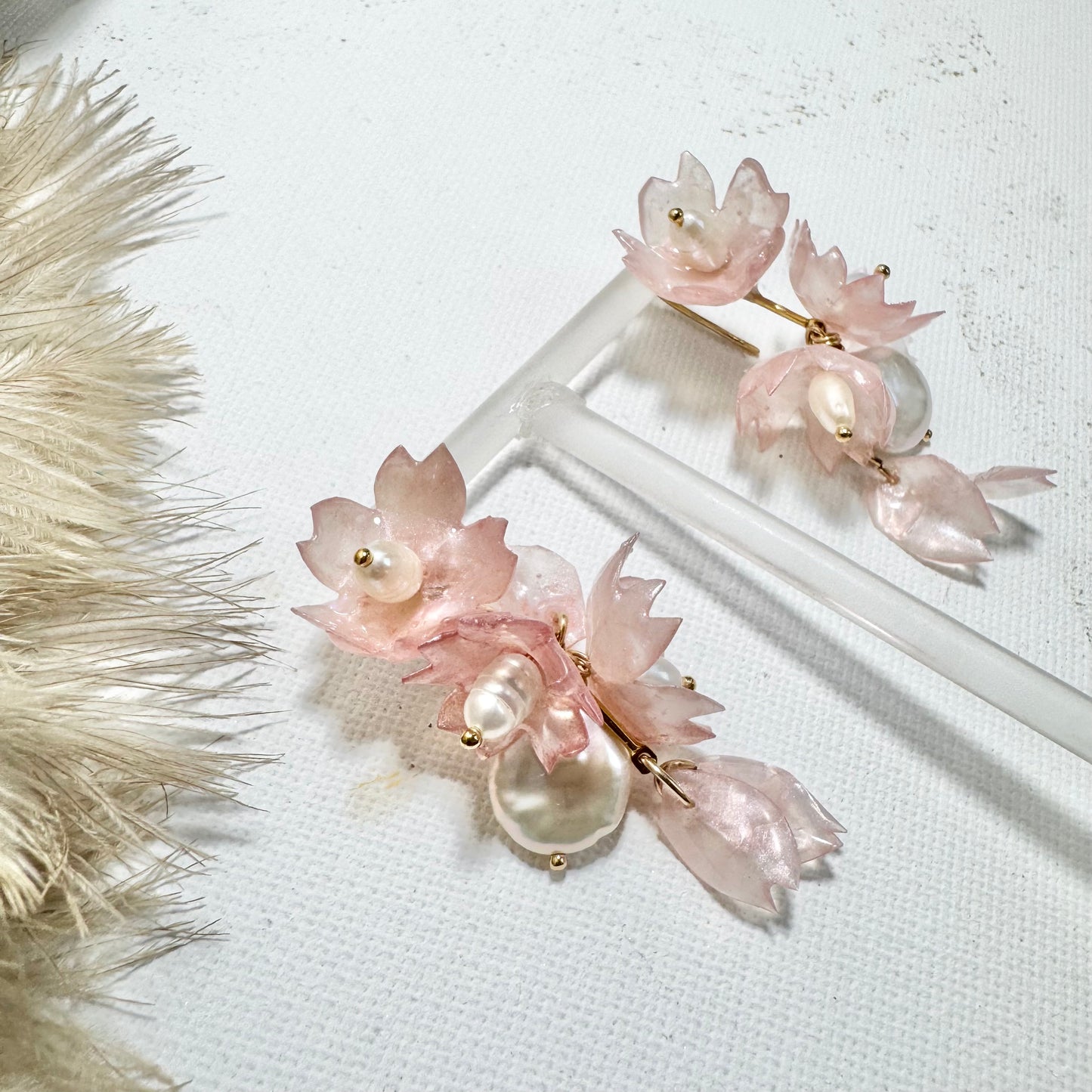 Sakura Veil Earrings - Silk Petal