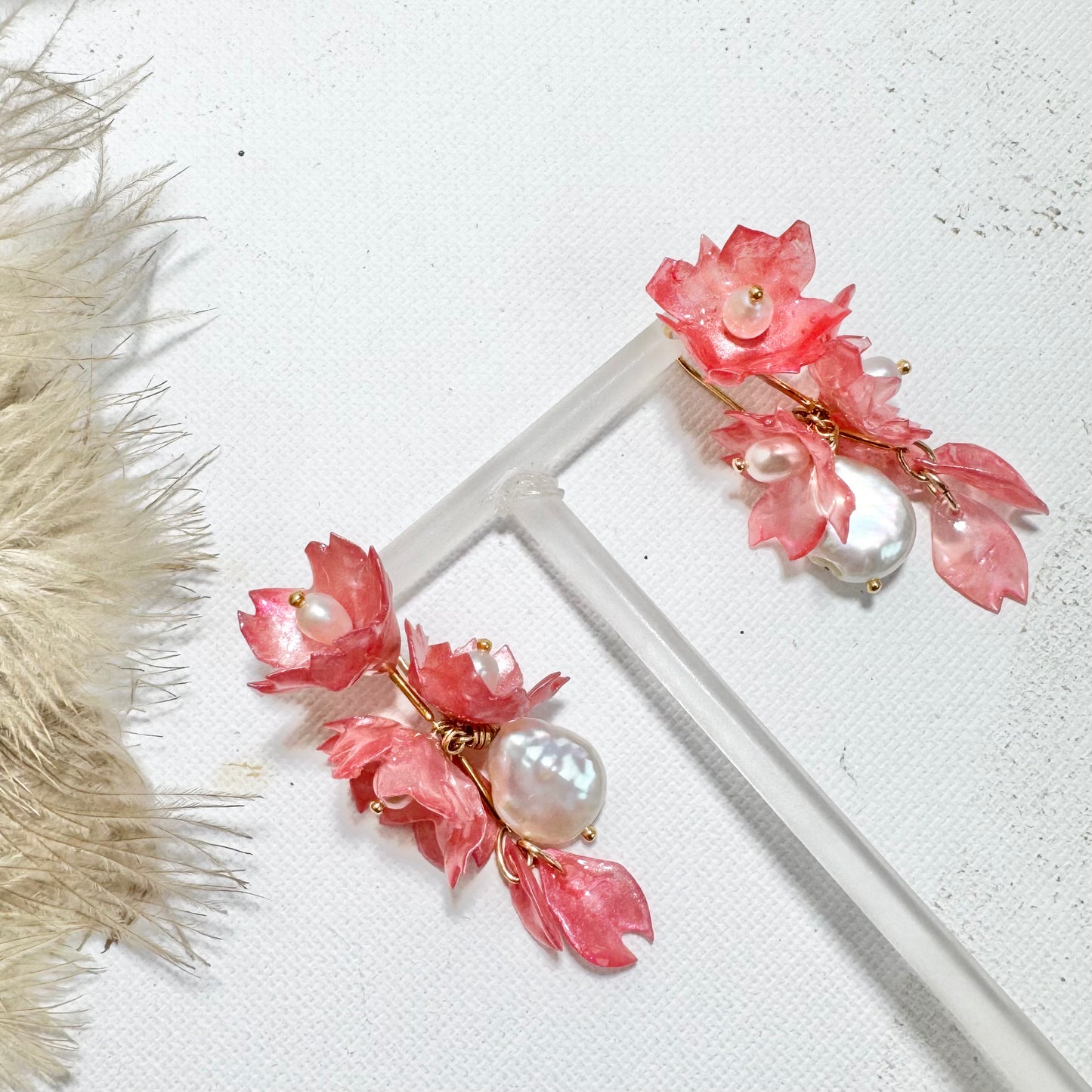 Sakura Veil Earrings - Cherry Blush