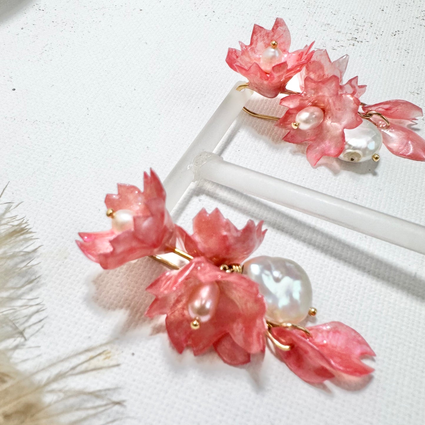 Sakura Veil Earrings - Cherry Blush