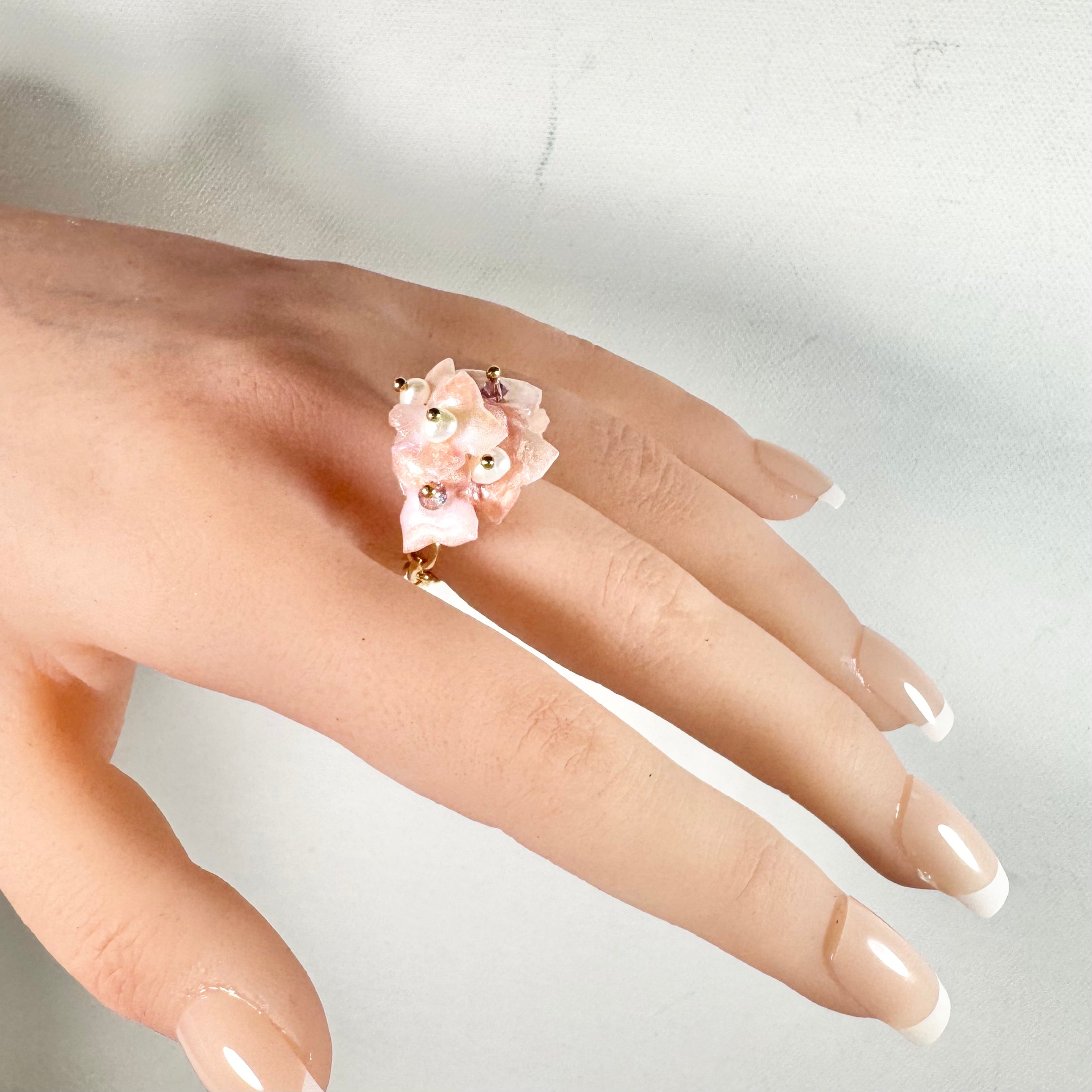 Hydrangea Bloom Ring - Blush Rain -