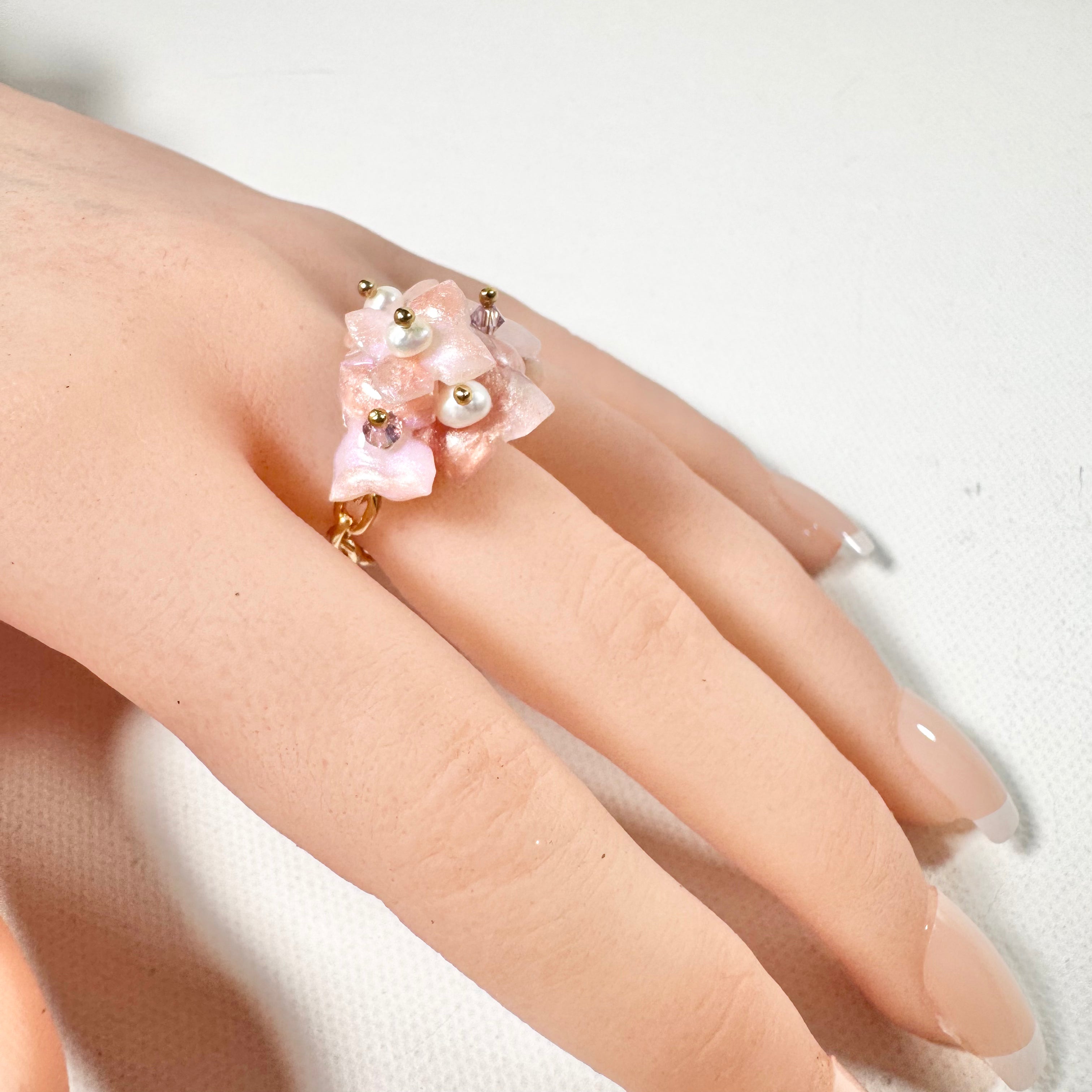 Hydrangea Bloom Ring - Blush Rain -