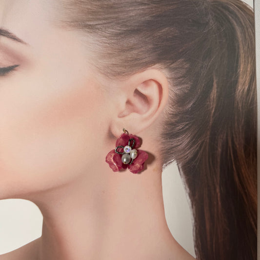 Enchanted Rose Earrings - Rosy Glow -