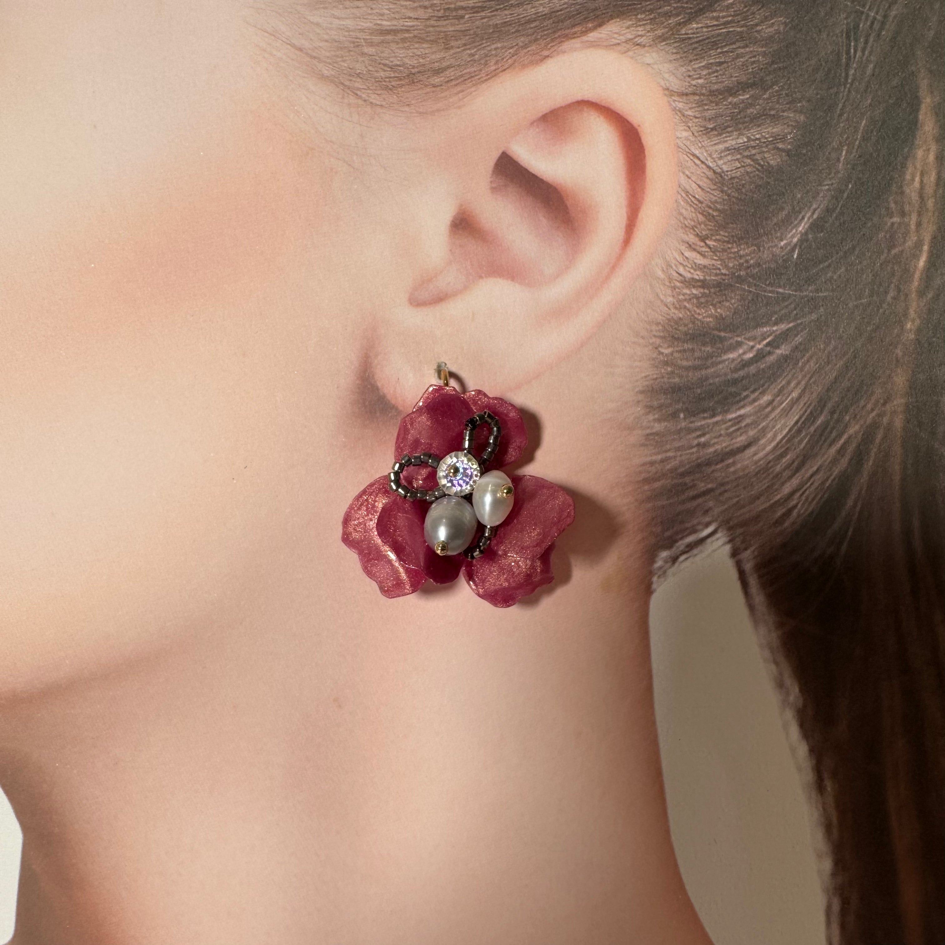 Enchanted Rose Earrings - Rosy Glow