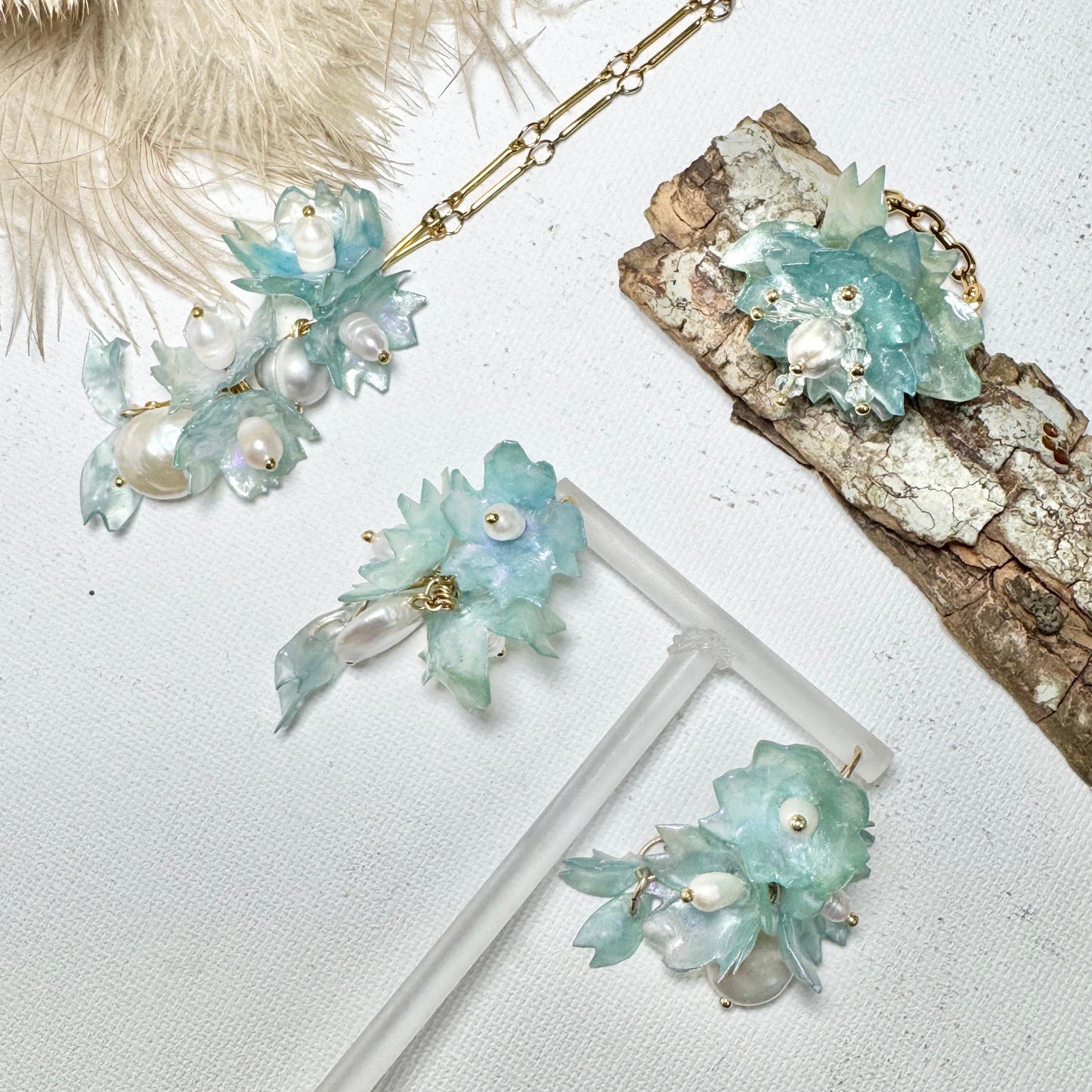 Sakura Veil Earrings - Airy Blue
