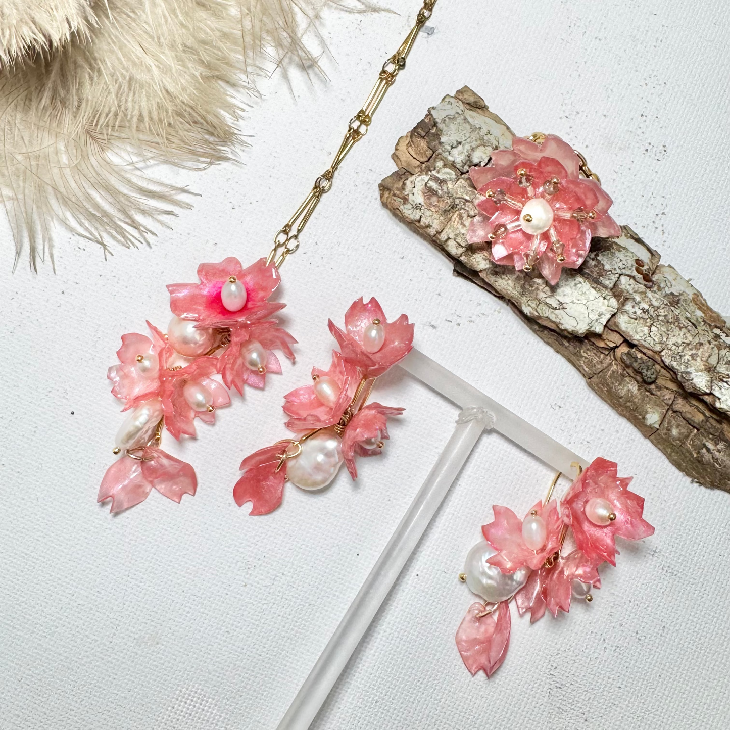 Sakura Veil Necklace - Cherry Blush