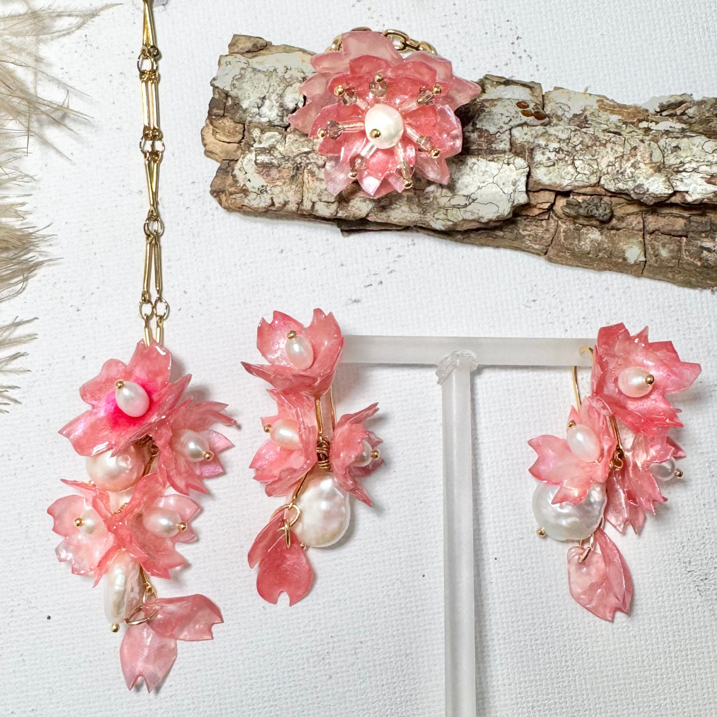 Sakura Veil Necklace - Cherry Blush