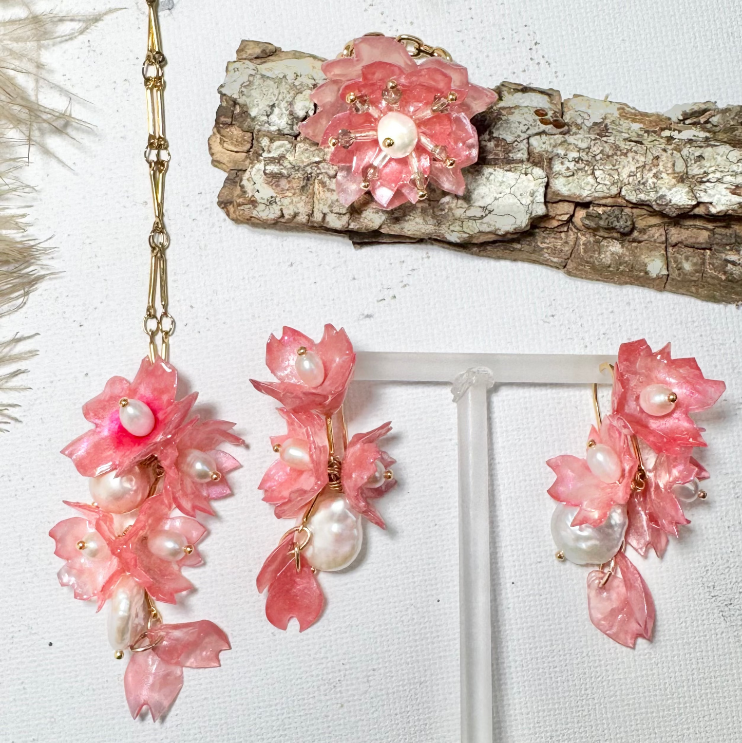 Sakura Veil Earrings - Cherry Blush