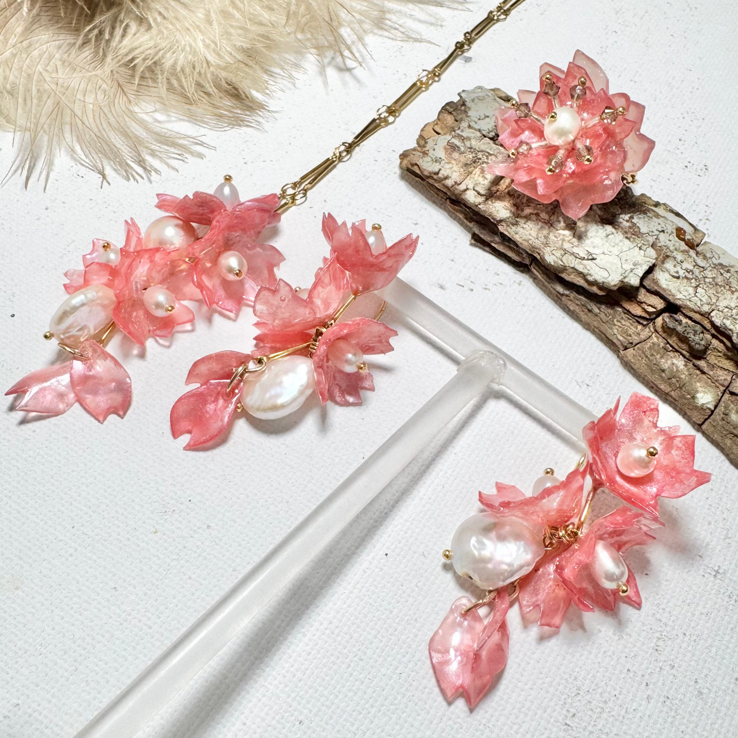 Sakura Veil Necklace - Cherry Blush