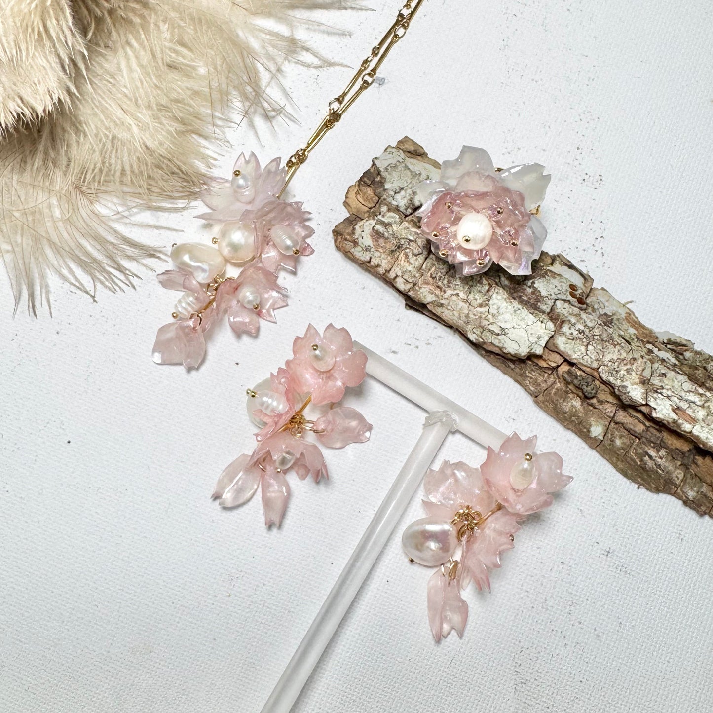 Sakura Veil Earrings - Silk Petal