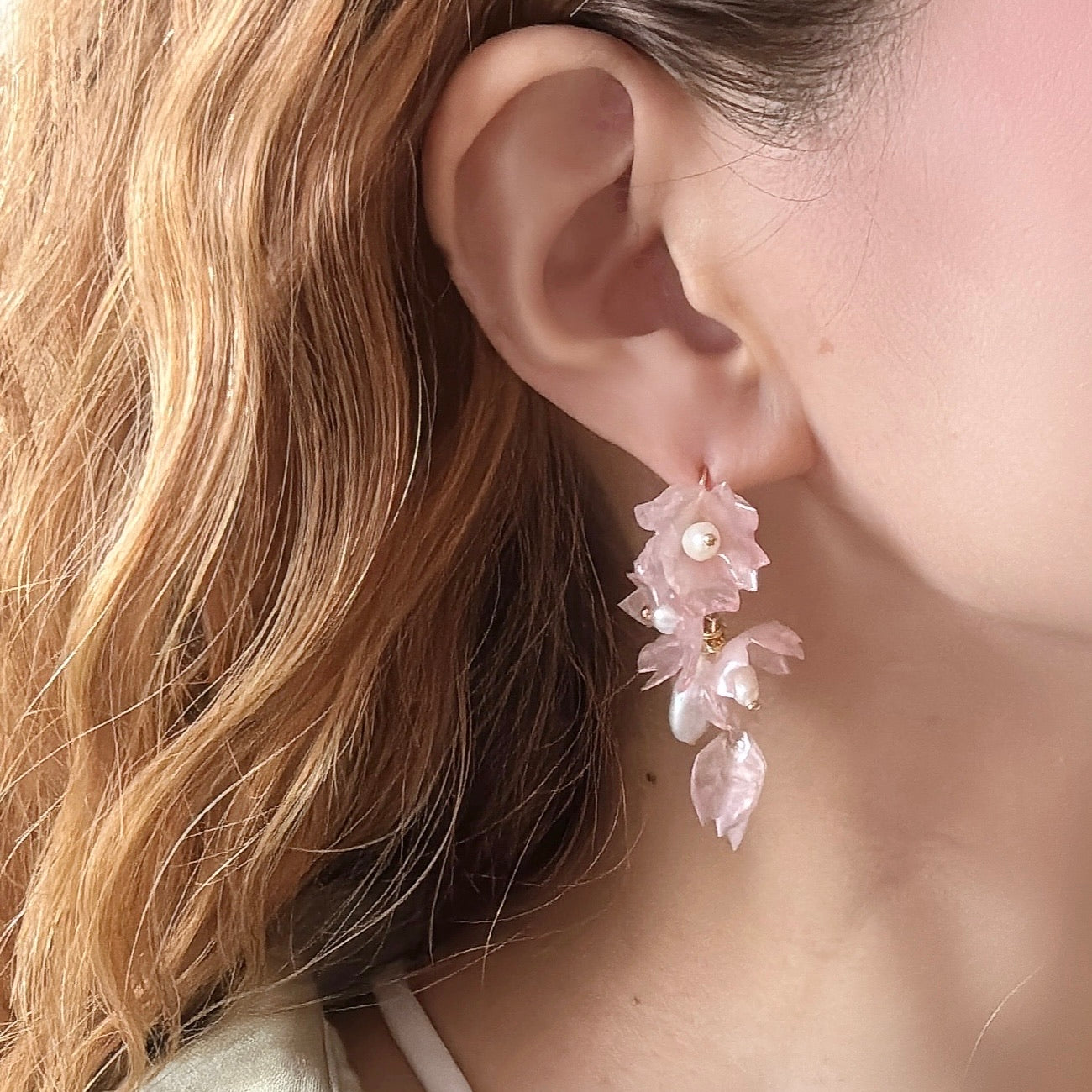Sakura Veil Earrings - Silk Petal