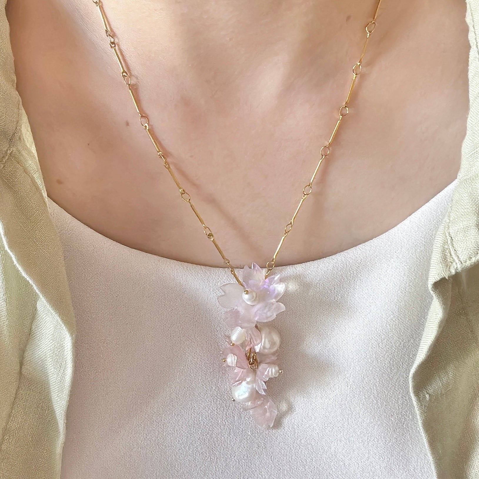 Sakura Veil Necklace - Silk Petal