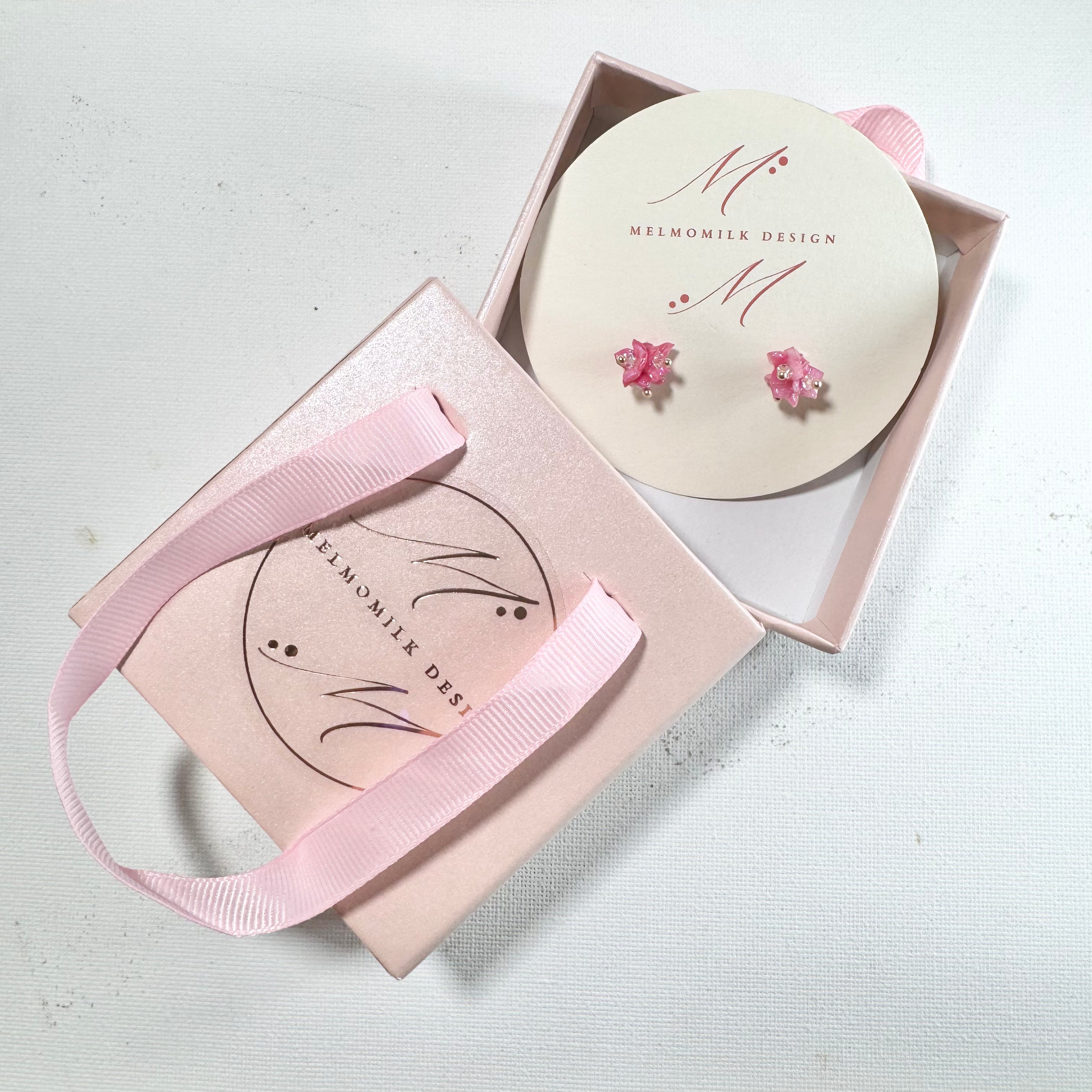 Tiny Pop Earrings - Strawberry Milk -