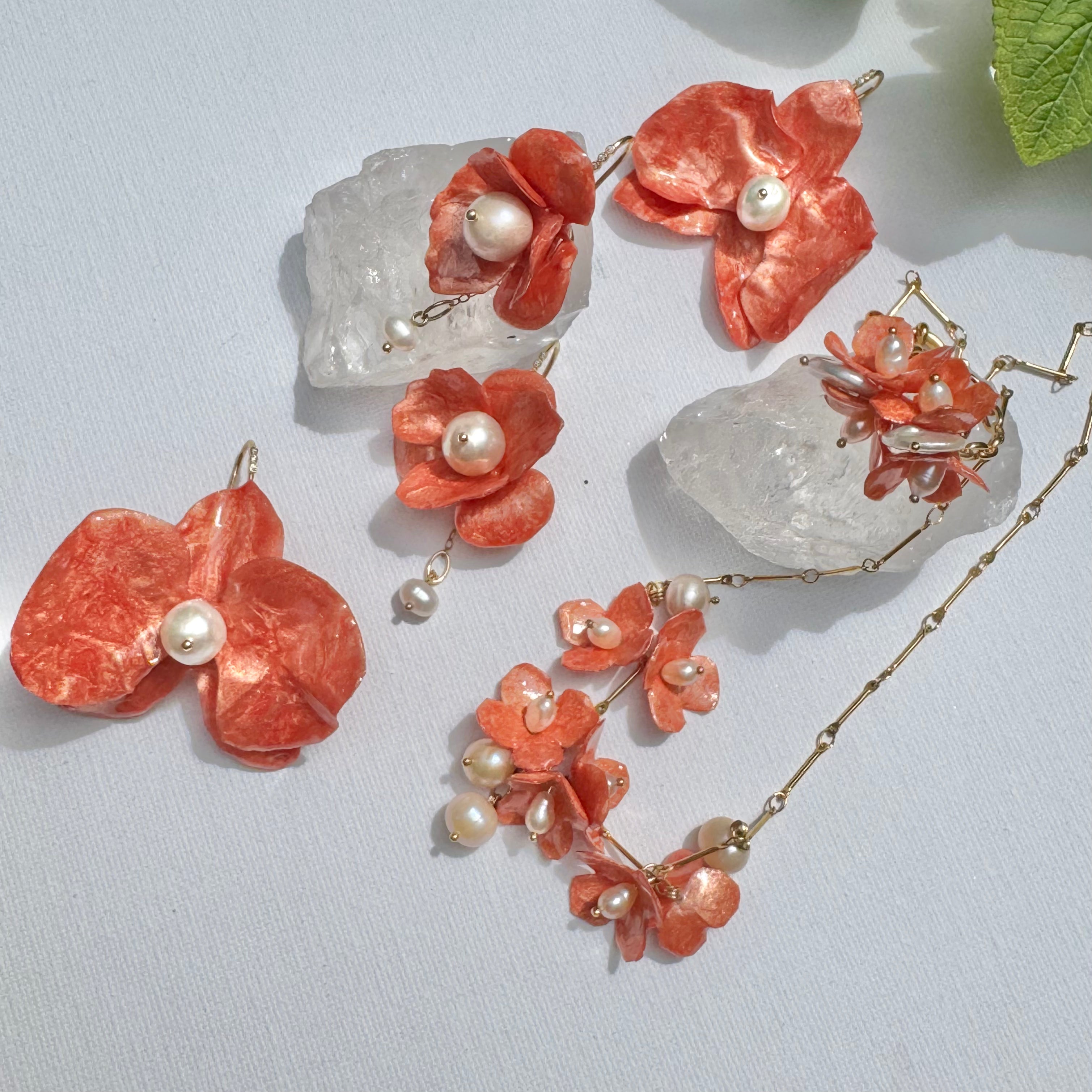 Anemone Splendens Earrings - Citrus Orange -