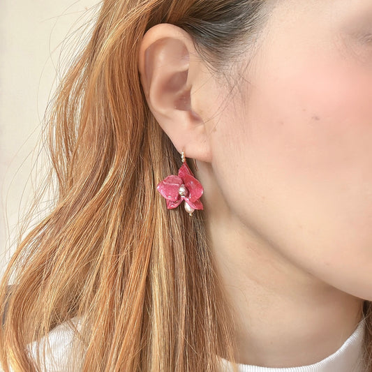 デンティー・オーキッド・ピアス 小さな胡蝶蘭 -バーガンディー-