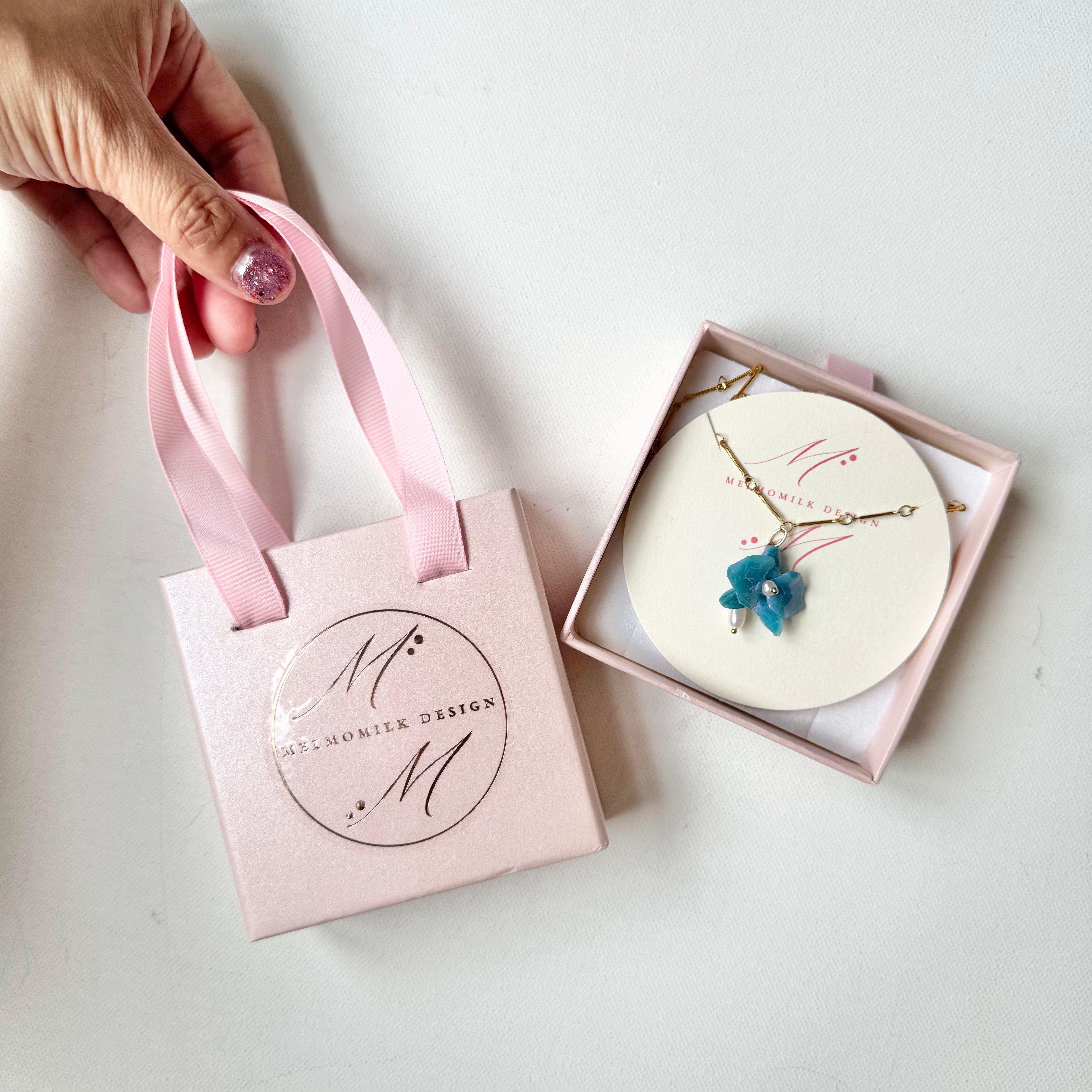 Dainty Orchid Necklace - Milky Opal -