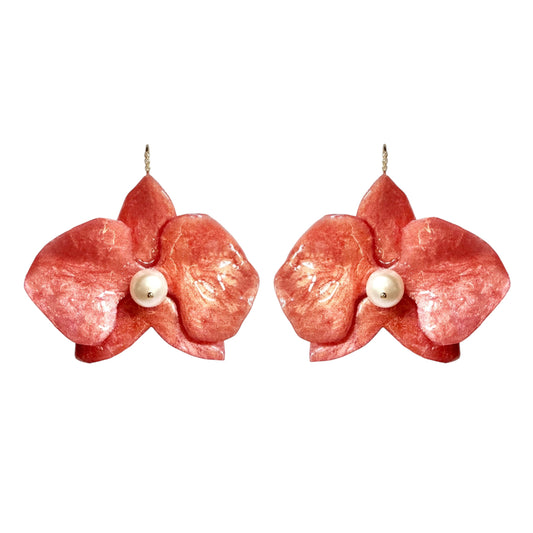 Eternal Orchid Earrings - Citrus Orange -