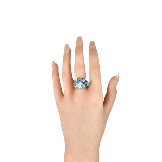 Hydrangea Bloom Ring - Mist Blue -