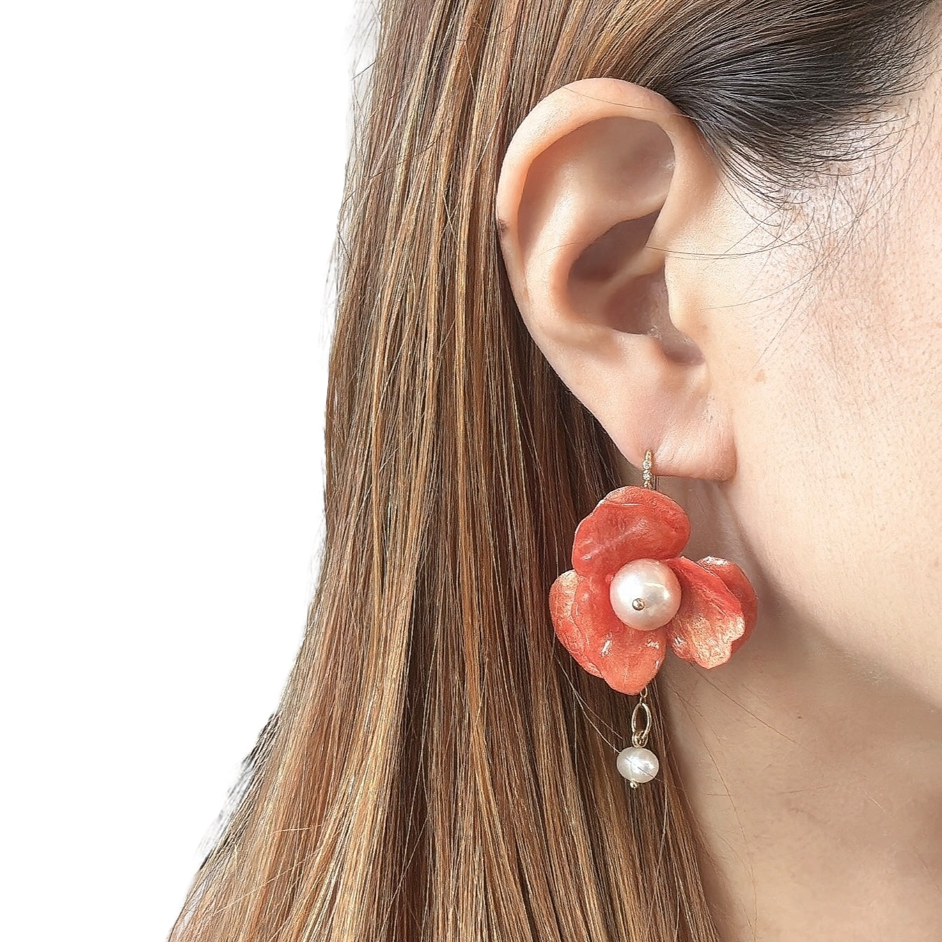 Anemone Splendens Earrings - Citrus Orange -