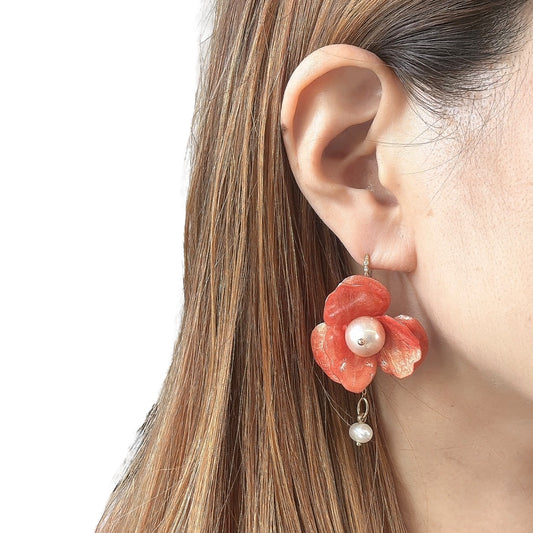 Anemone Splendens Earrings - Citrus Orange -